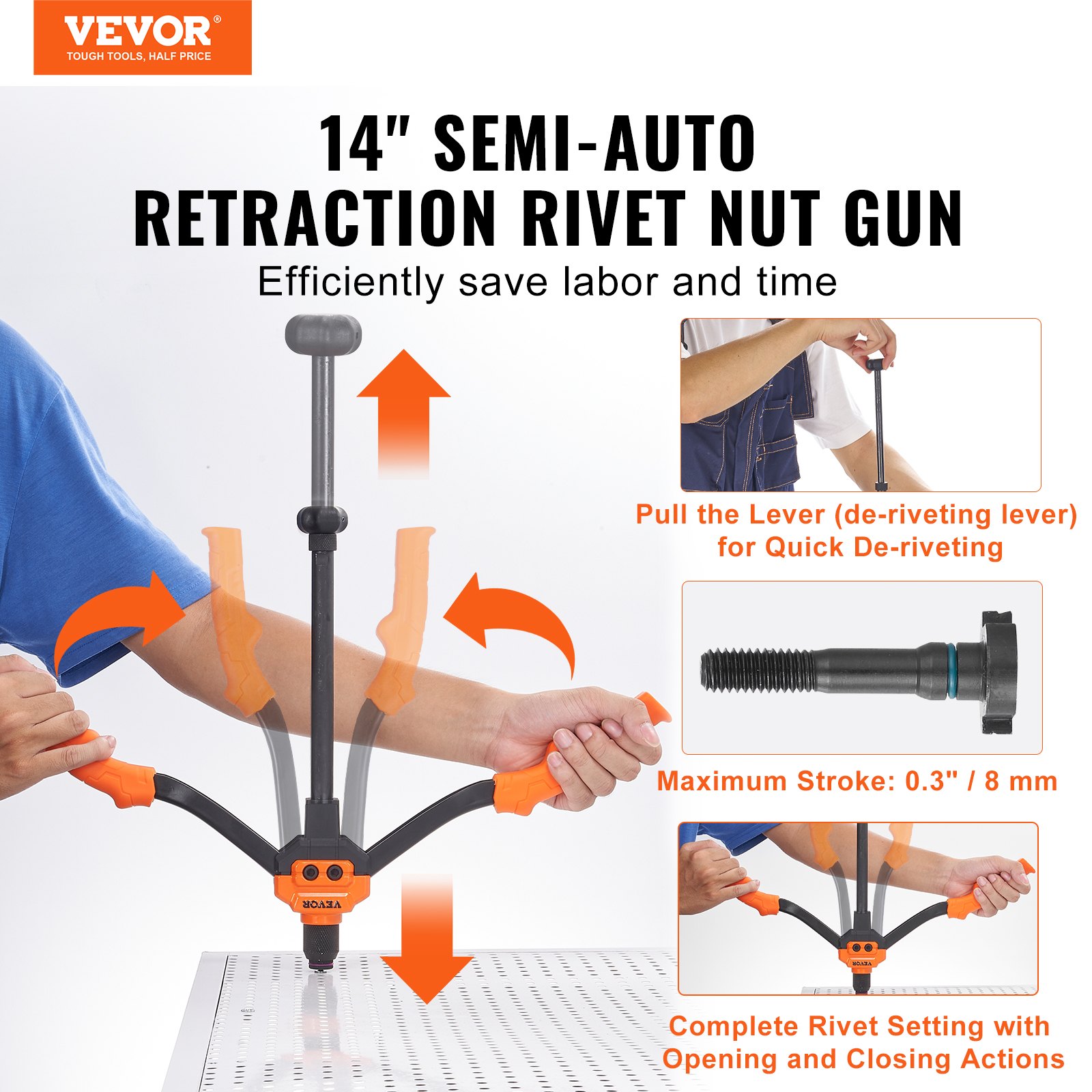 VEVOR Rivet Nut Tool, 14” Manual - Image 2