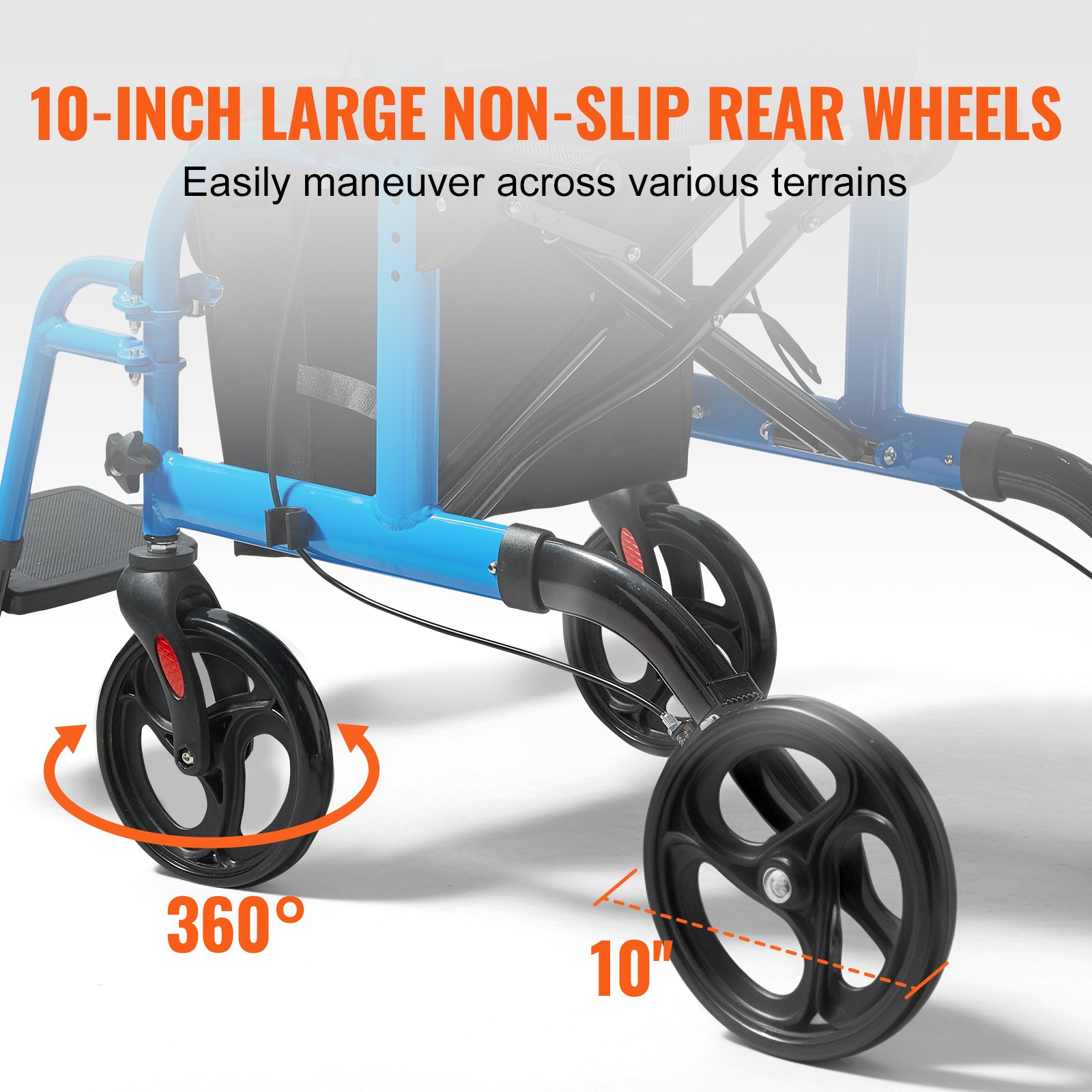 VEVOR 2 in 1 Rollator Walker & Transport Chair for Seniors Manual - Image 5