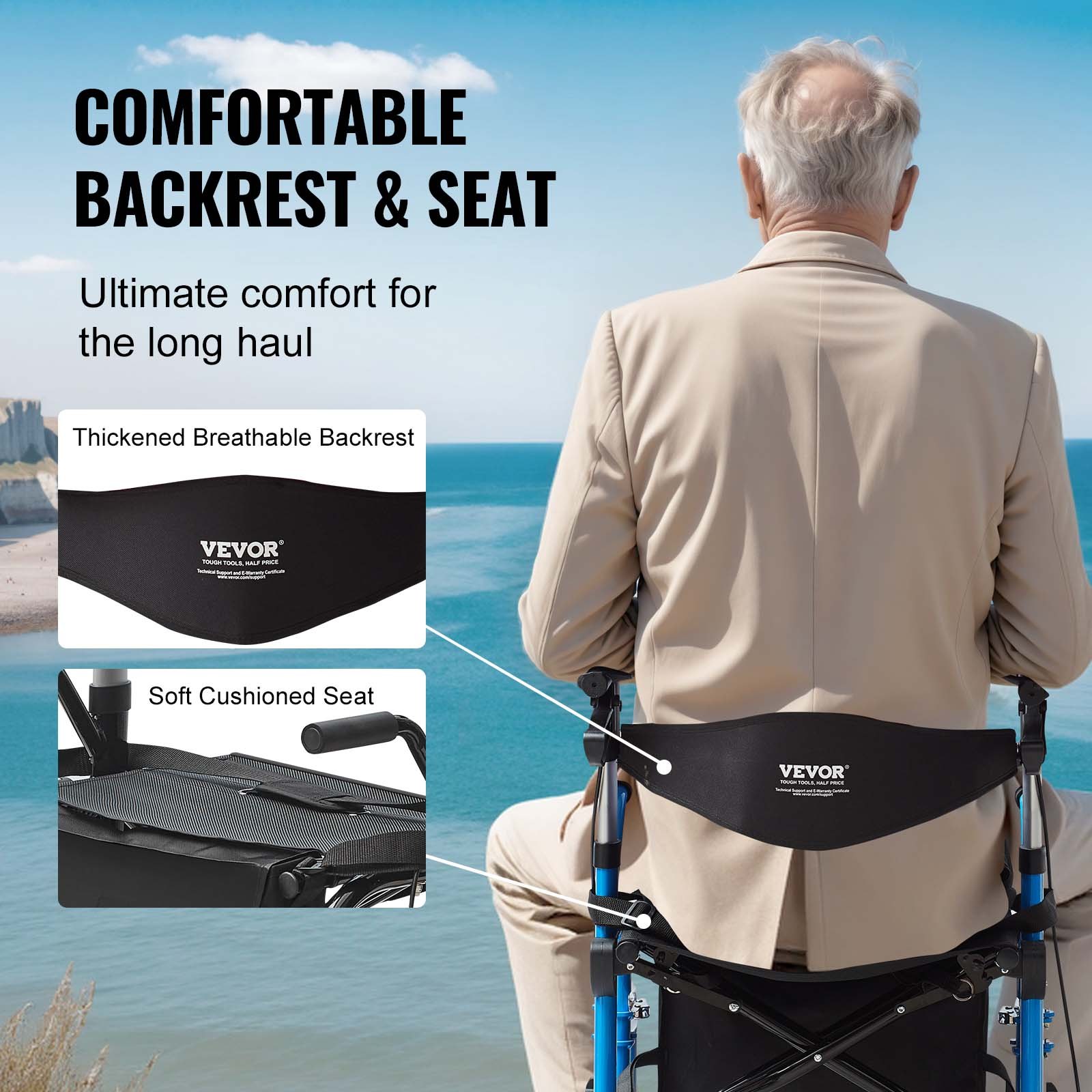 VEVOR 2 in 1 Rollator Walker & Transport Chair for Seniors Manual - Image 6