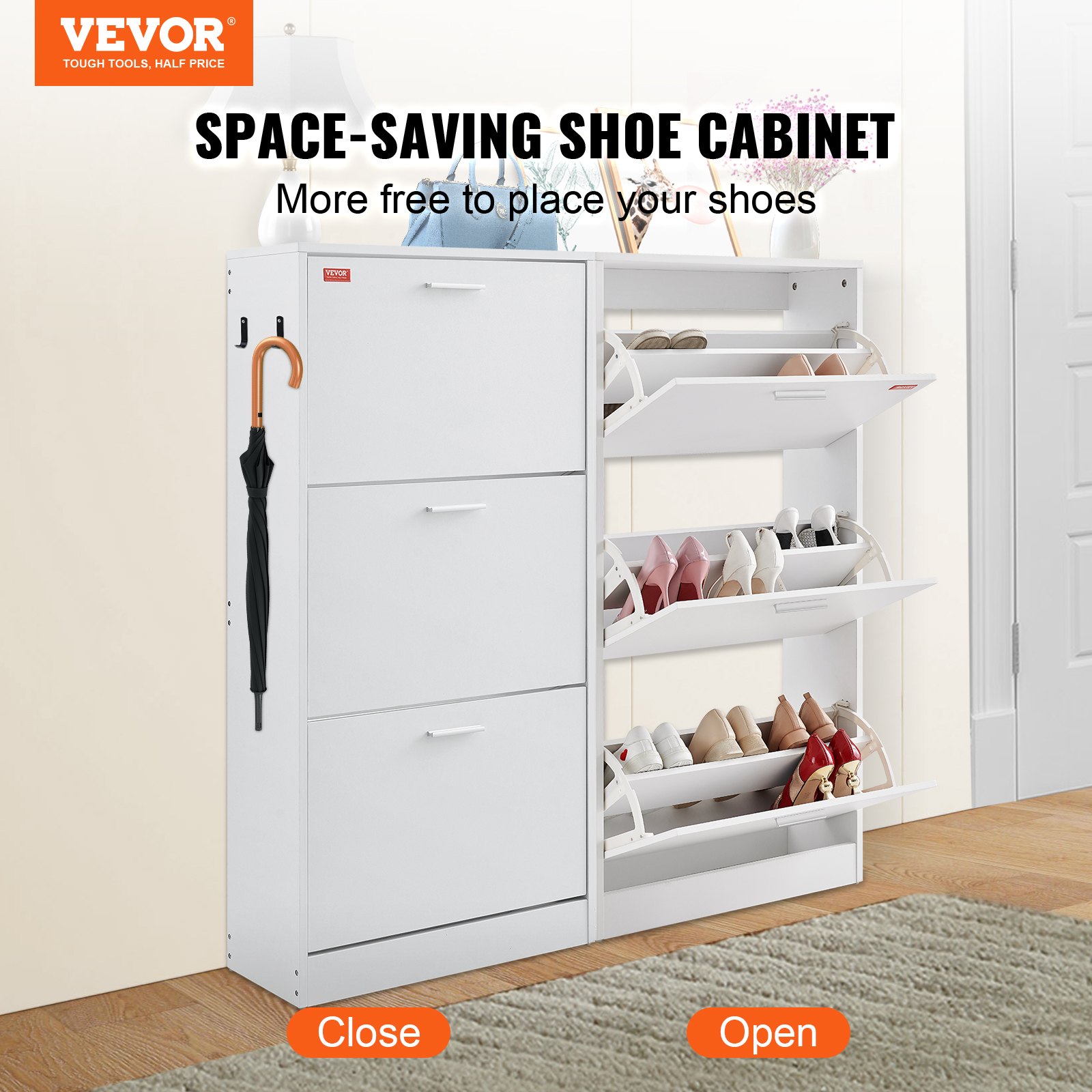 VEVOR Shoe Cabinet with 3 Flip Drawers Manual - Image 2