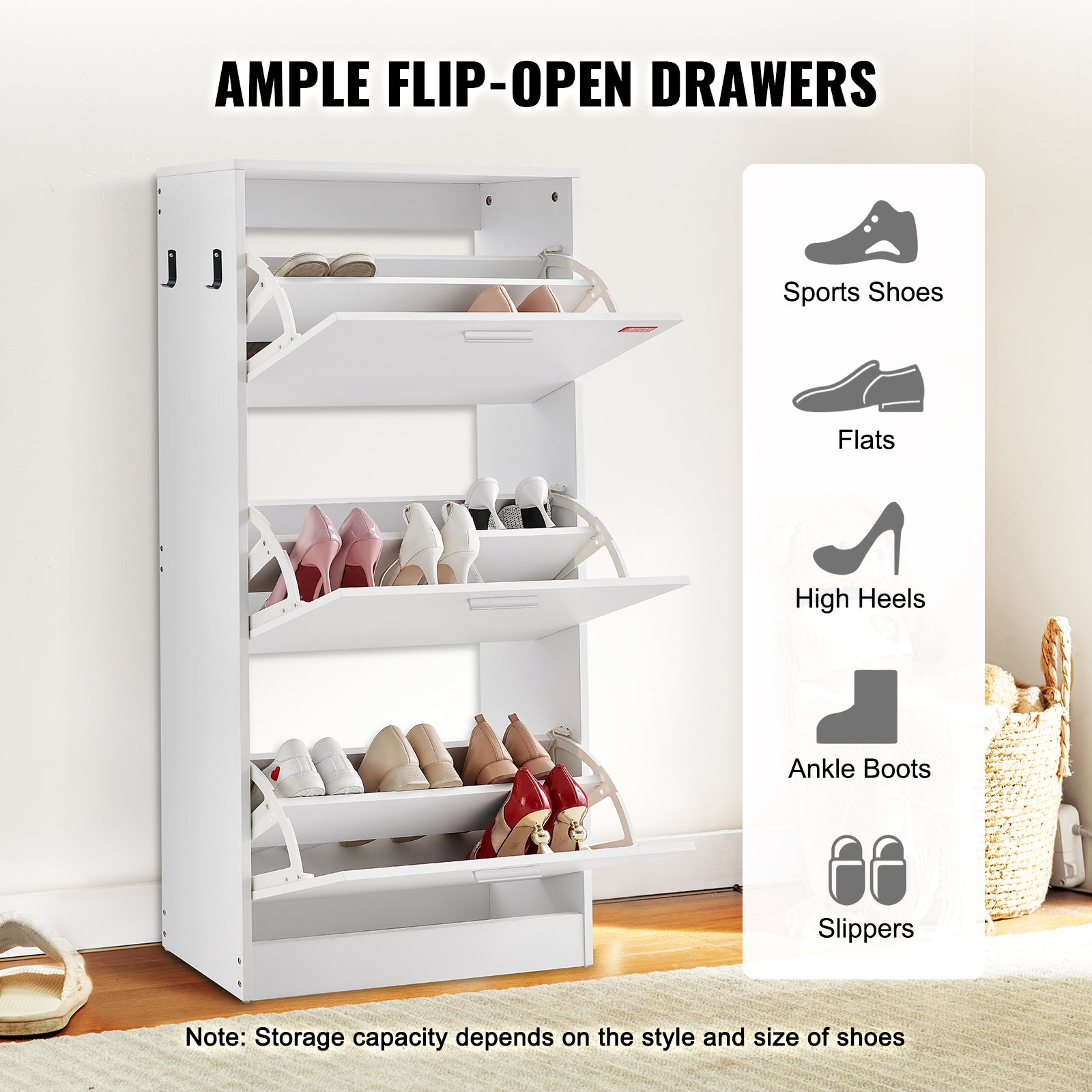 VEVOR Shoe Cabinet with 3 Flip Drawers Manual - Image 4
