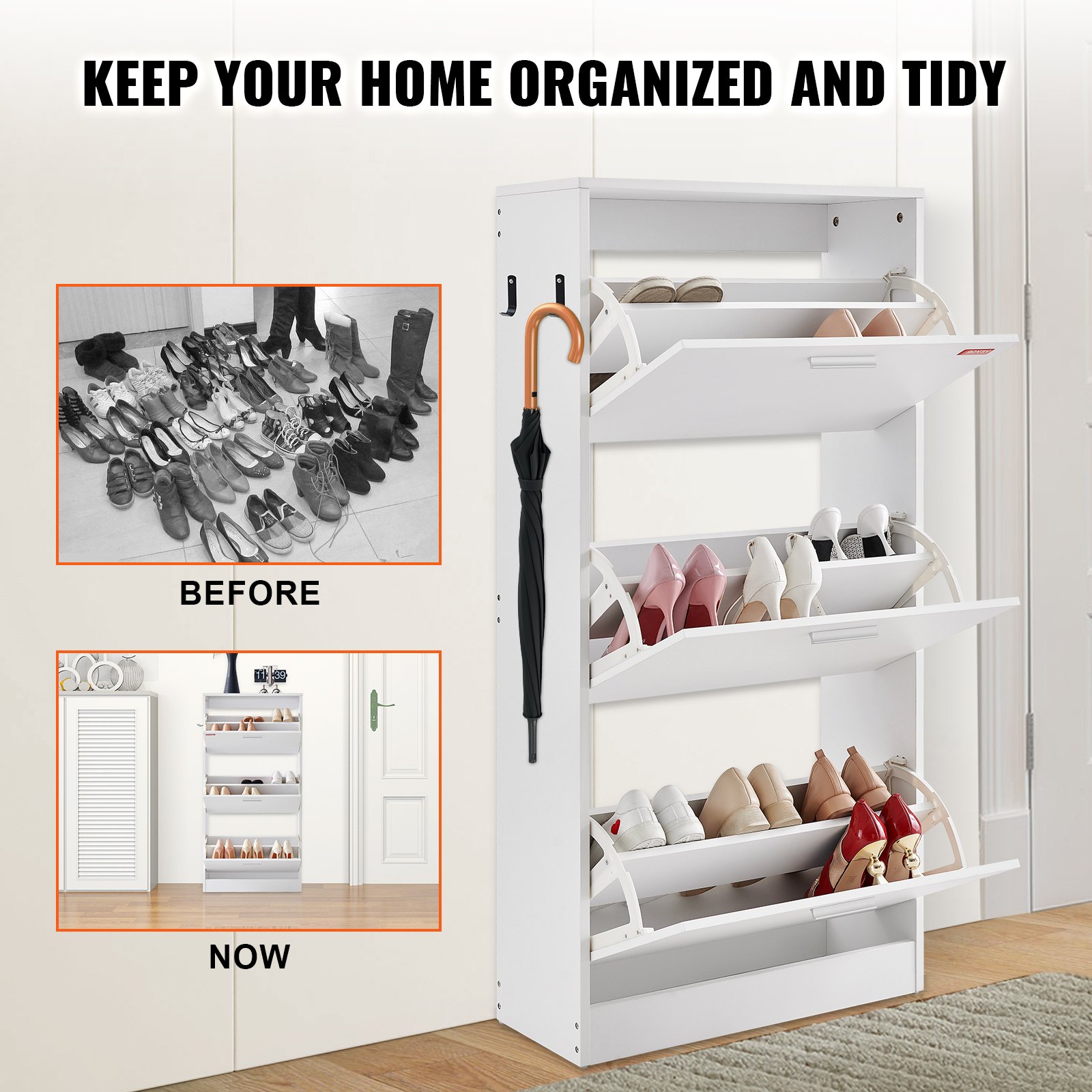 VEVOR Shoe Cabinet with 3 Flip Drawers Manual - Image 5