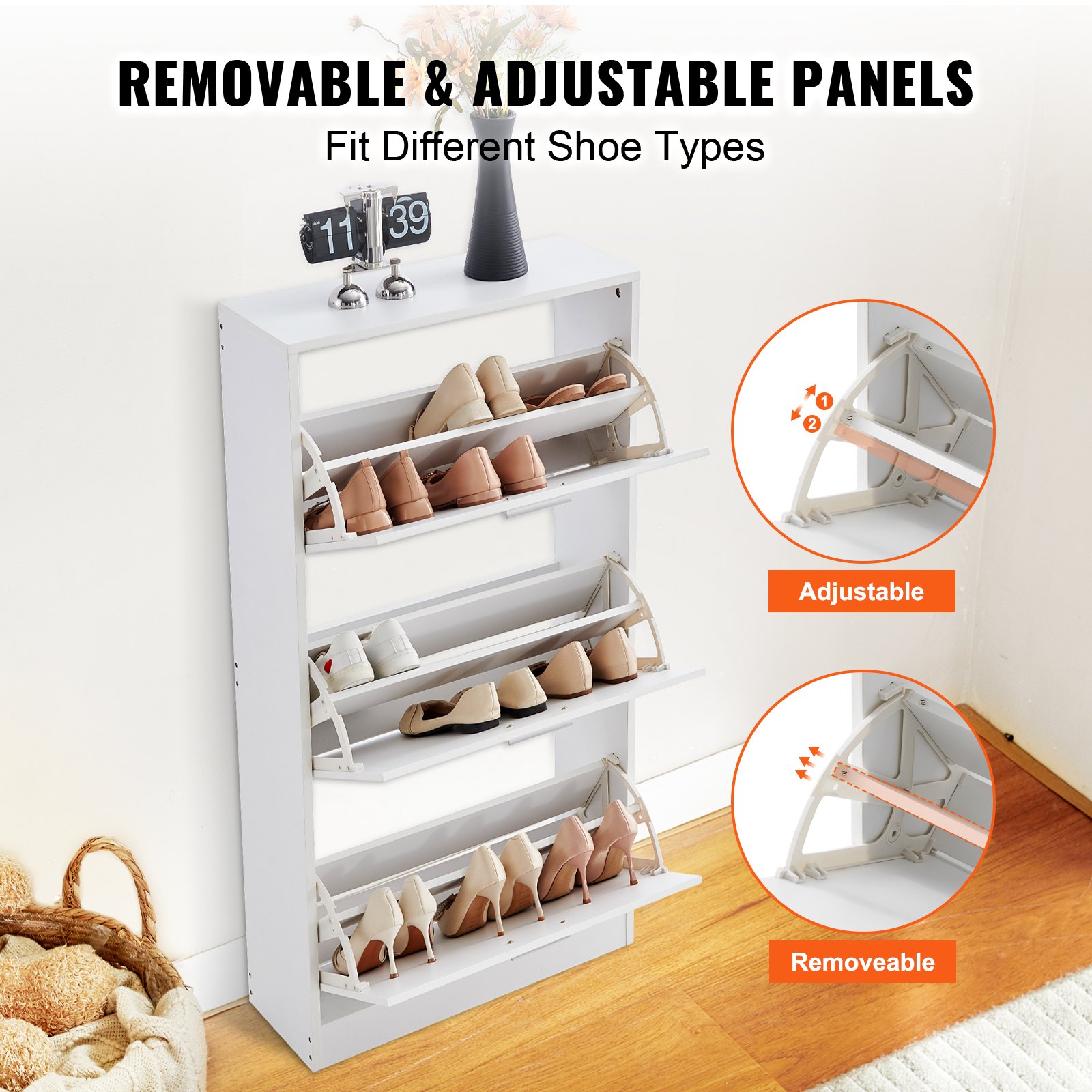 VEVOR Shoe Cabinet with 3 Flip Drawers Manual - Image 6