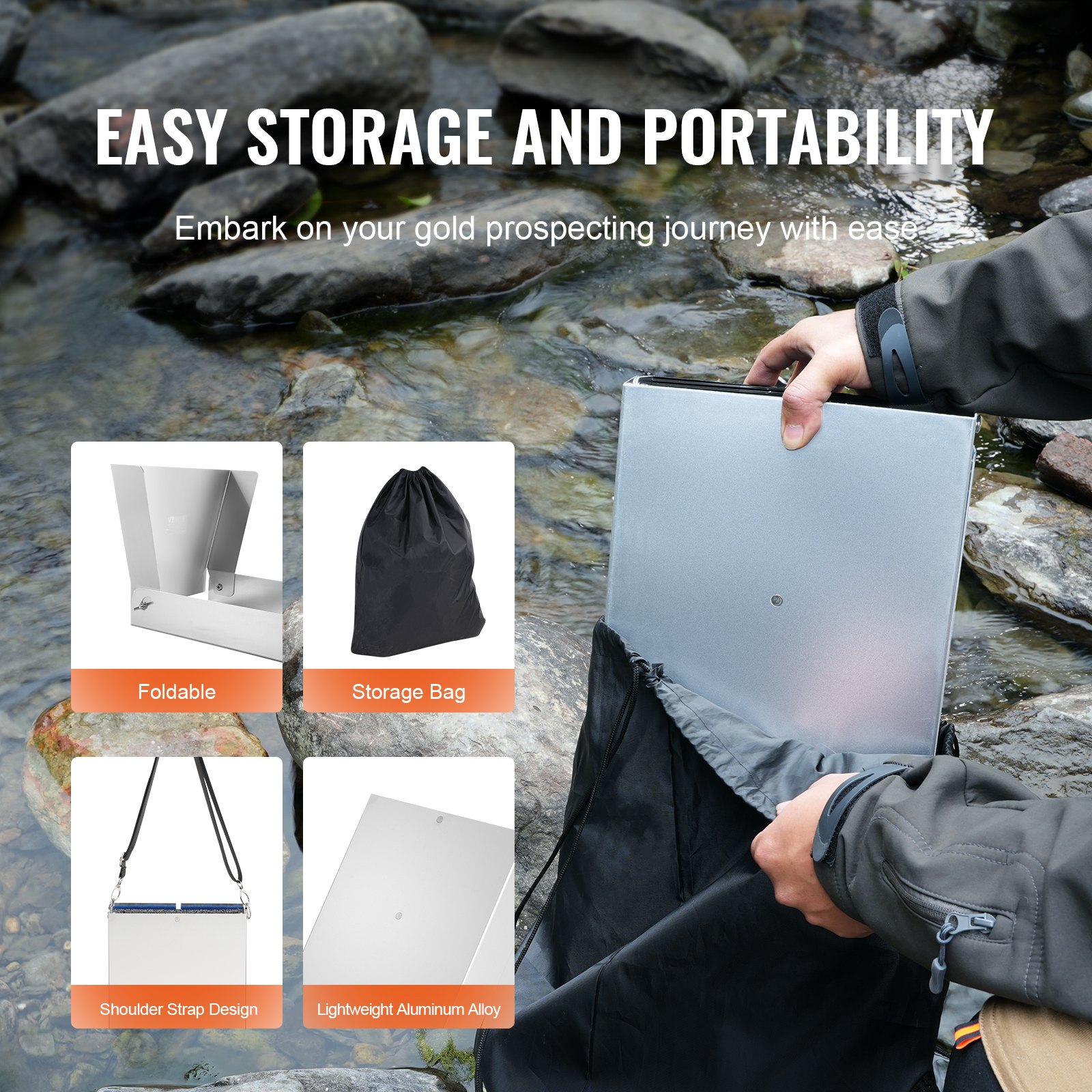 VEVOR 50 Inch Folding Sluice Box Gold Panning Kit, 23pc Manual - Image 5