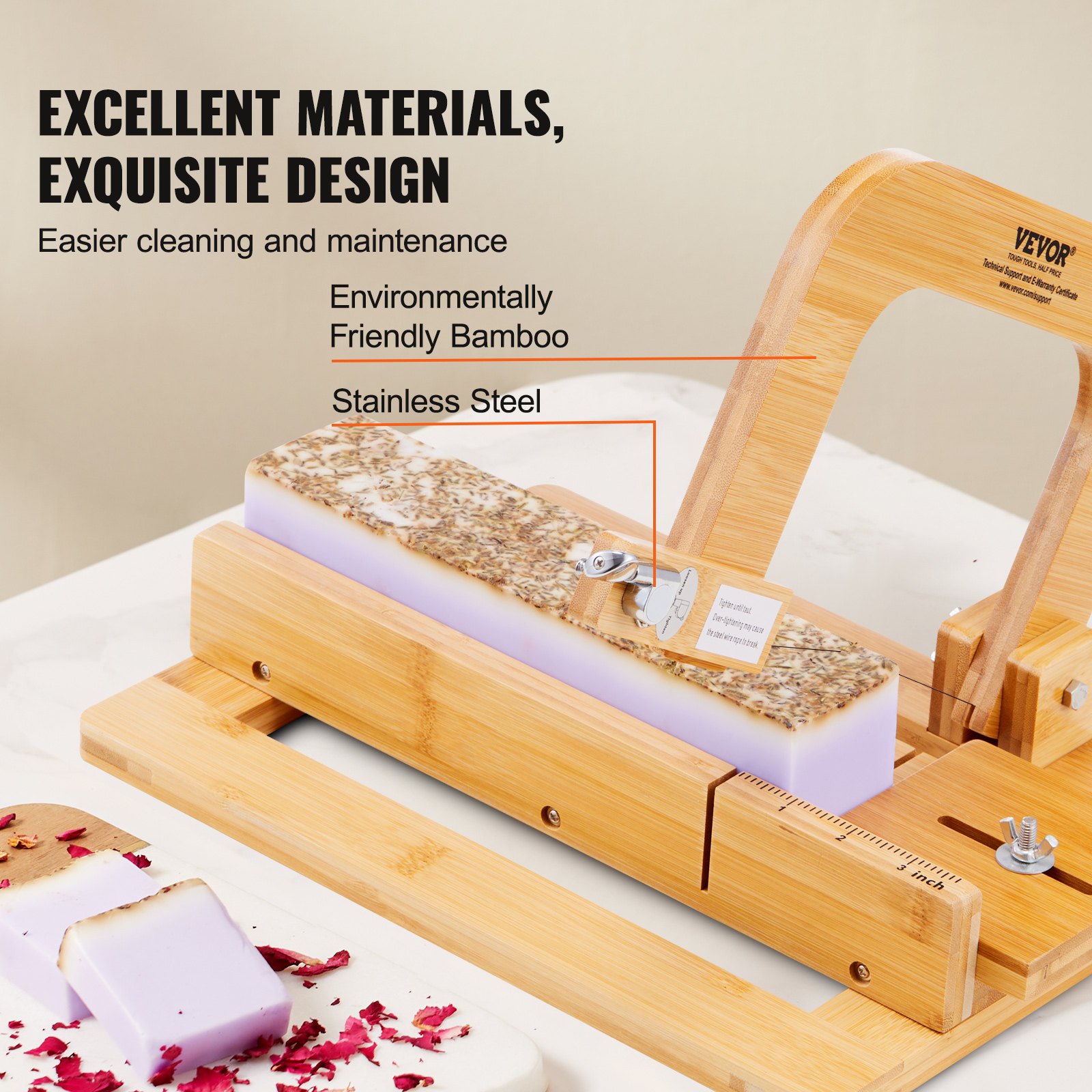 VEVOR Soap Cutter, 0-2 inch Bamboo Soap Slicer Manual - Image 4