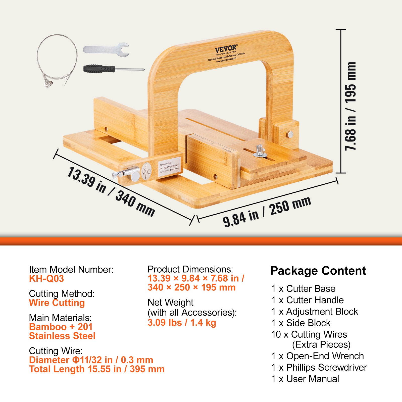 VEVOR Soap Cutter, 0-2 inch Bamboo Soap Slicer Manual - Image 7