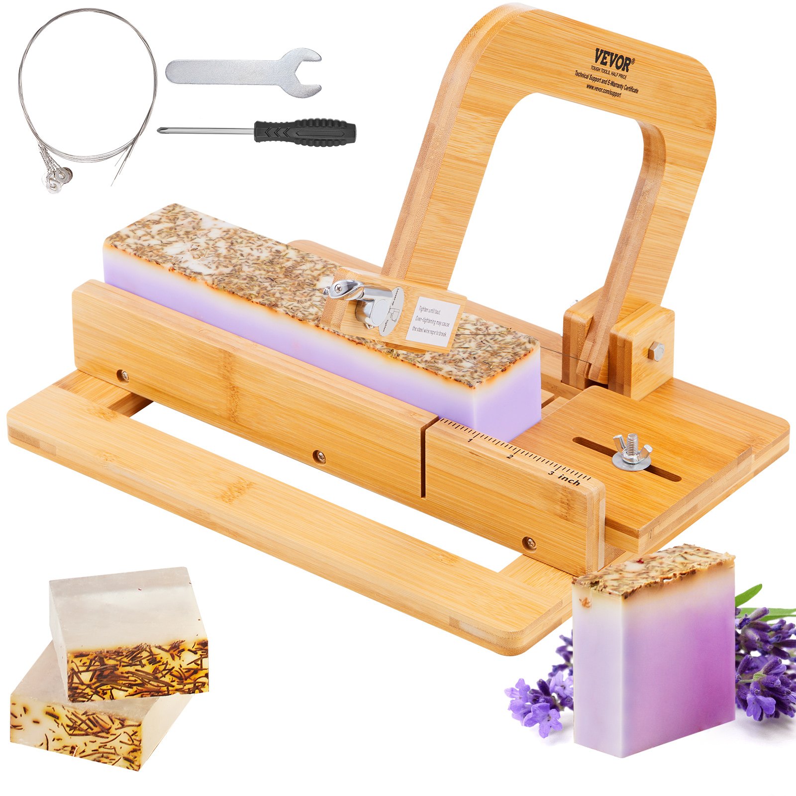 VEVOR Soap Cutter, 0-2 inch Bamboo Soap Slicer Manual