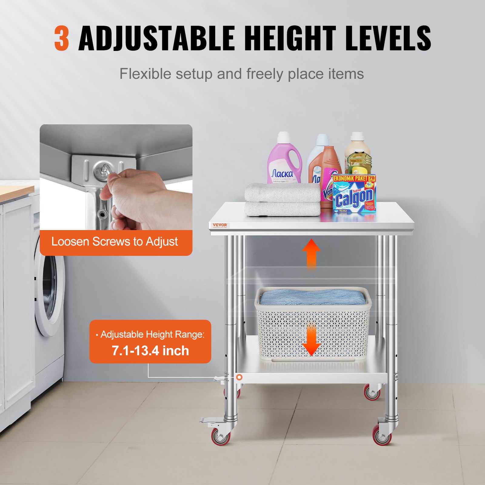 VEVOR Stainless Steel Work Table with Wheels 24 x 30 Manual - Image 5