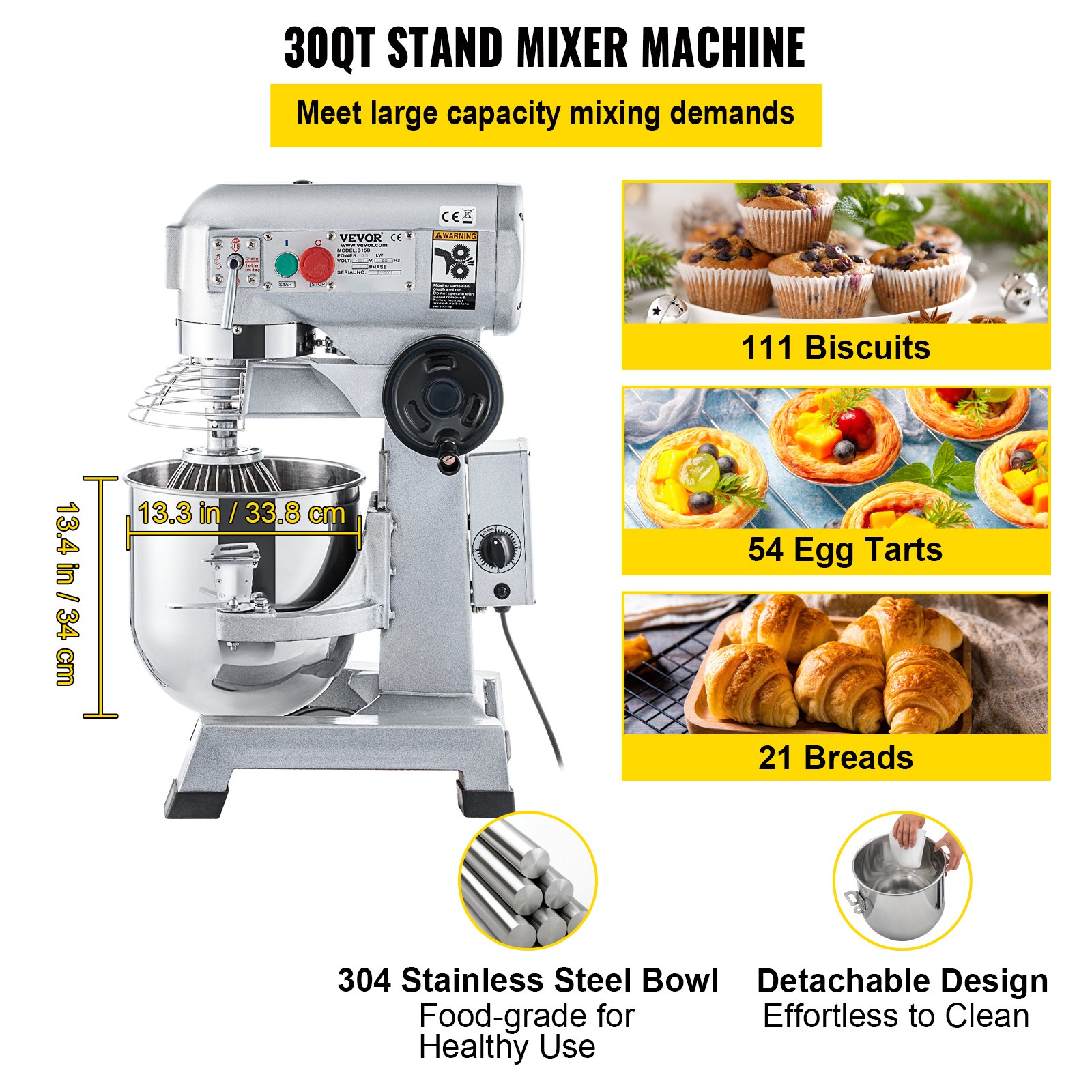 VEVOR Commercial Food Mixer, 30Qt Manual - Image 3