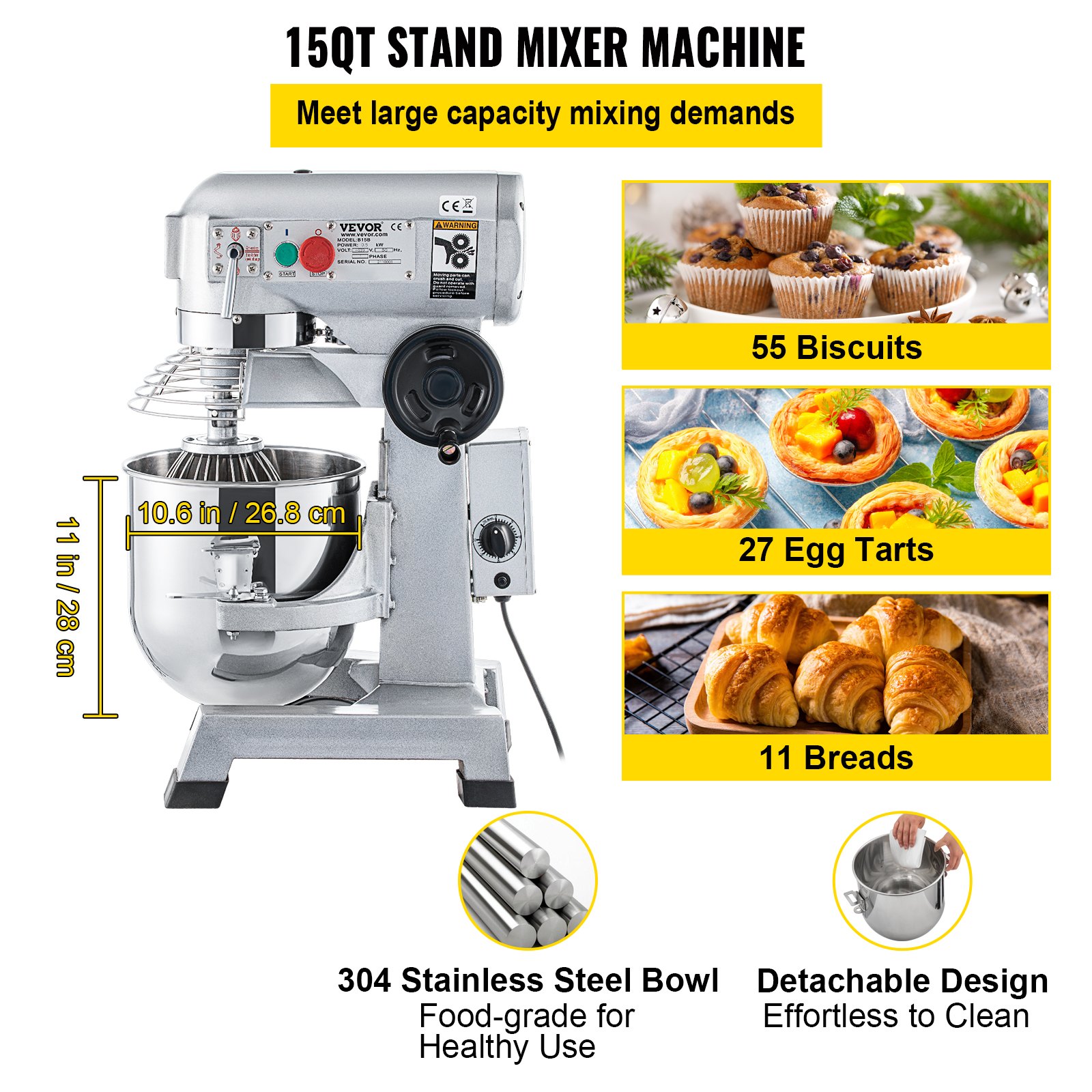 VEVOR Commercial Food Mixer, 15Qt Manual - Image 3