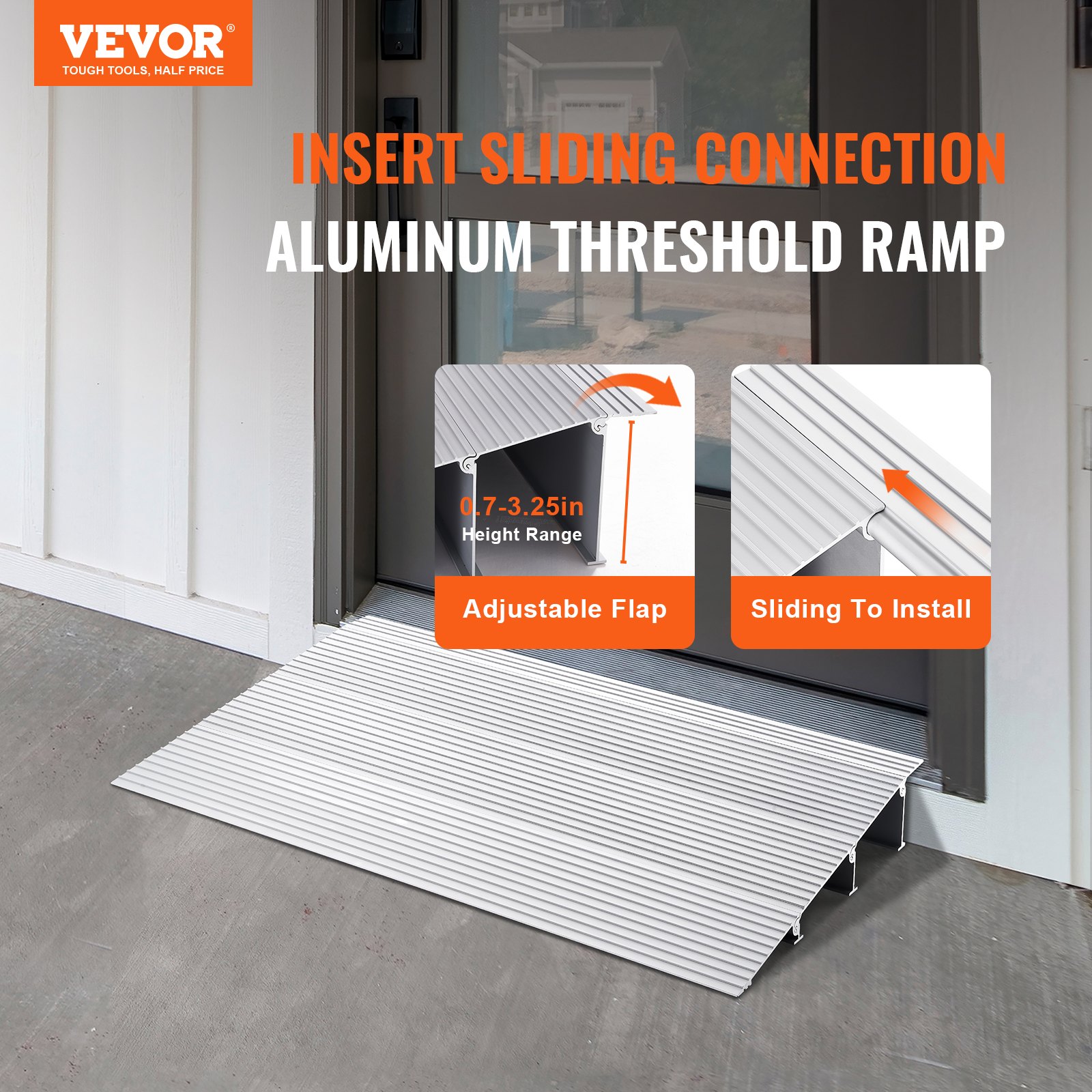 VEVOR Door Threshold Ramp, 3" Rise, 800 lbs Load Capacity Manual - Image 2