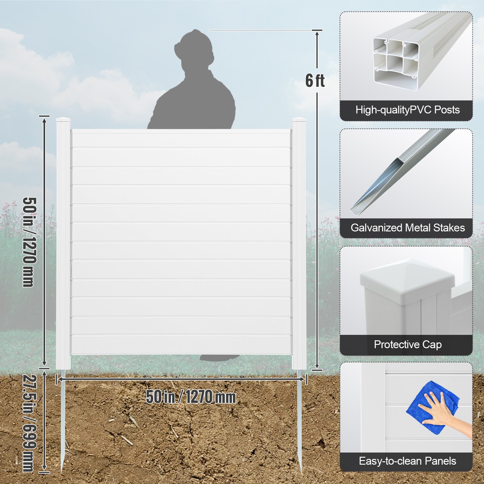 VEVOR Outdoor Privacy Screens, 50" W x 50" H Air Conditioner Fence Manual - Image 7