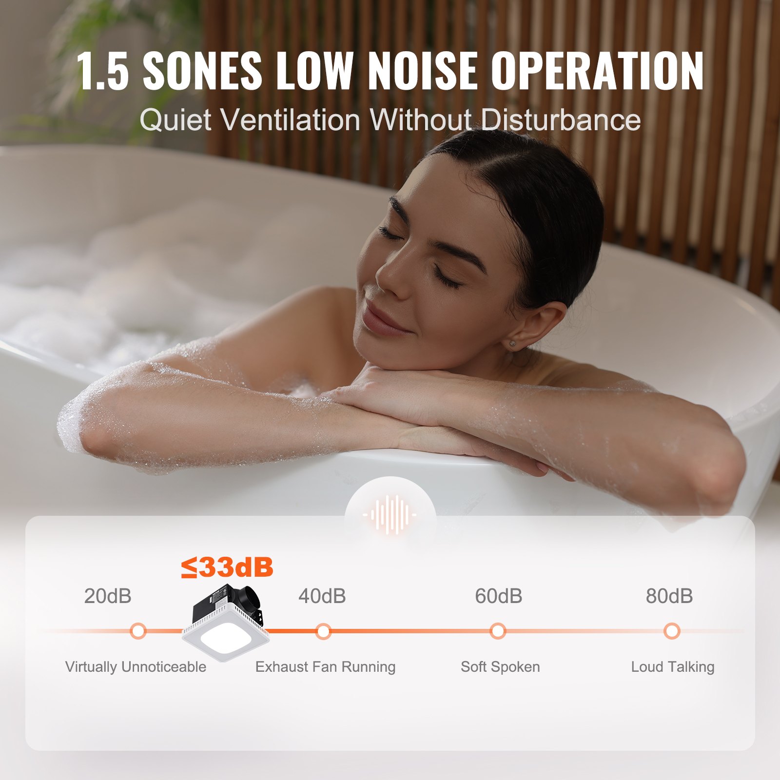 VEVOR Bathroom Exhaust Fan, 8 LED Colors, 110 CFM Efficiency Ventilation, 1.5sones Manual - Image 4