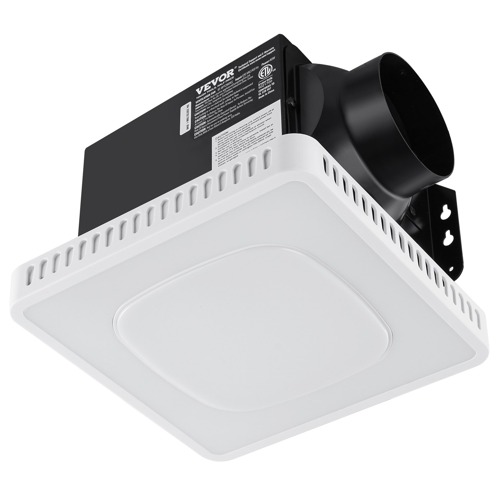 VEVOR Bathroom Exhaust Fan, 8 LED Colors, 110 CFM Efficiency Ventilation, 1.5sones Manual