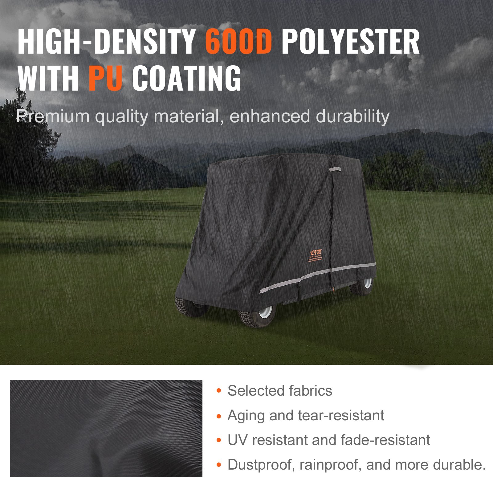 VEVOR 4 Passenger Golf Cart Cover, 600D Polyester Full Cover Manual - Image 3