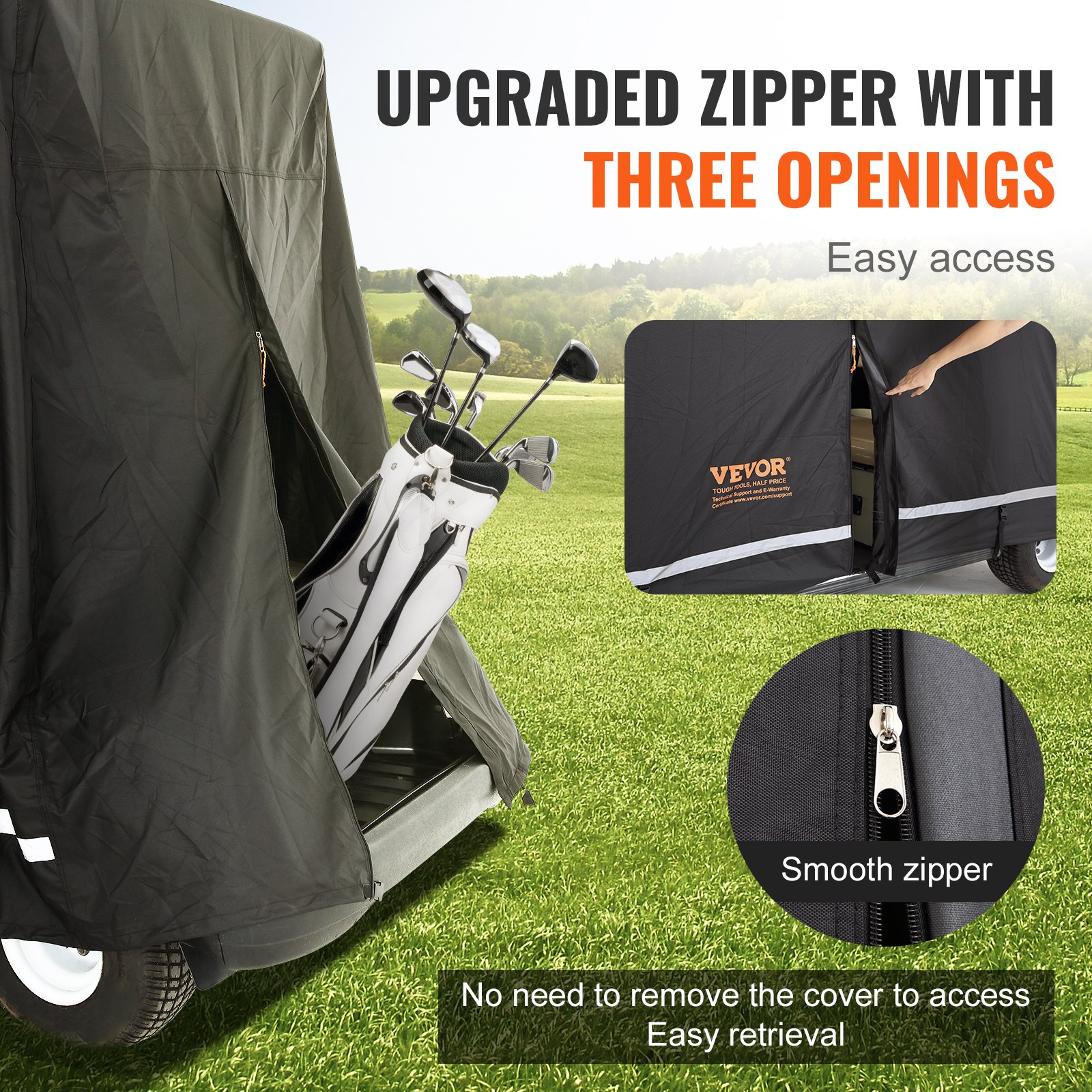 VEVOR 4 Passenger Golf Cart Cover, 600D Polyester Full Cover Manual - Image 4