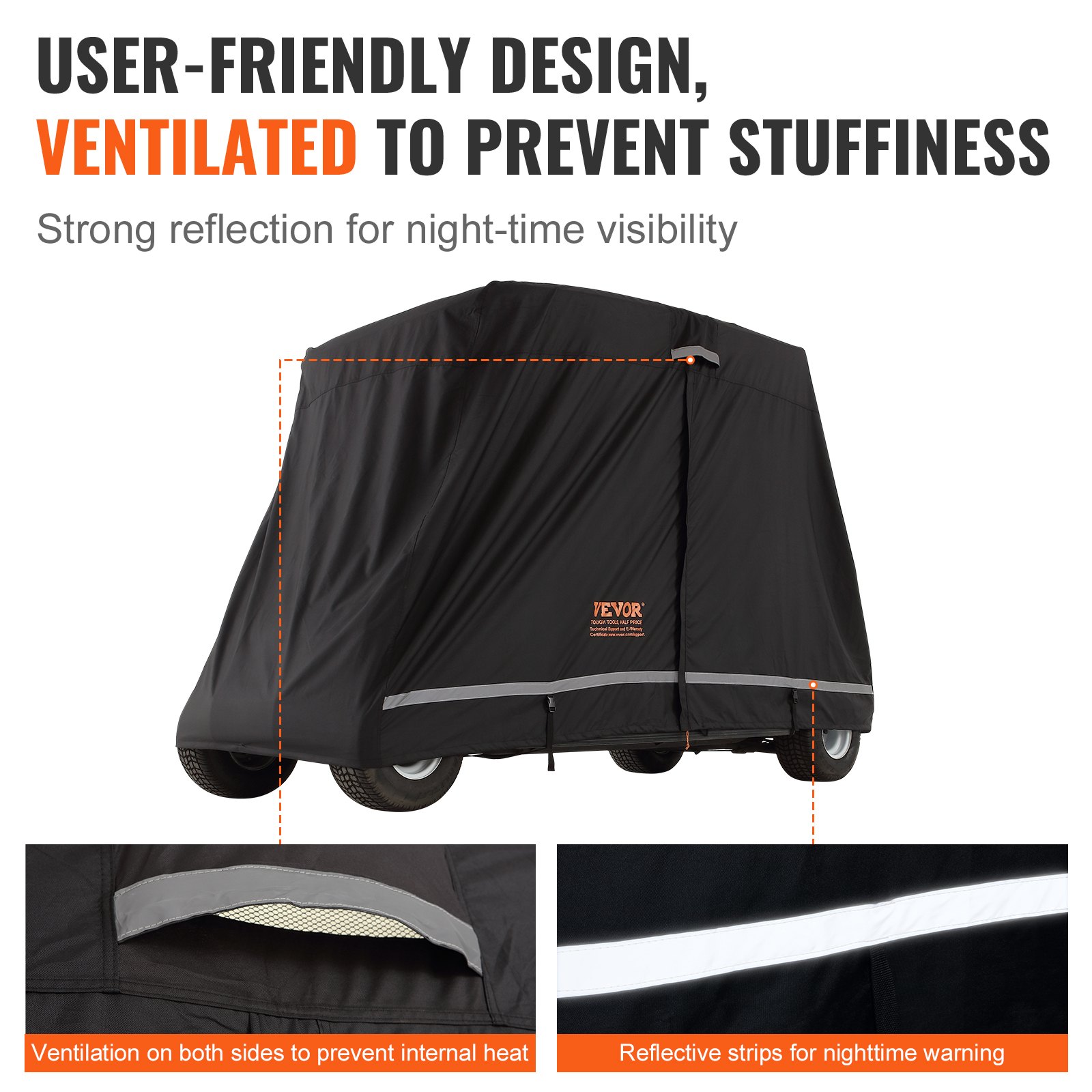 VEVOR 4 Passenger Golf Cart Cover, 600D Polyester Full Cover Manual - Image 5