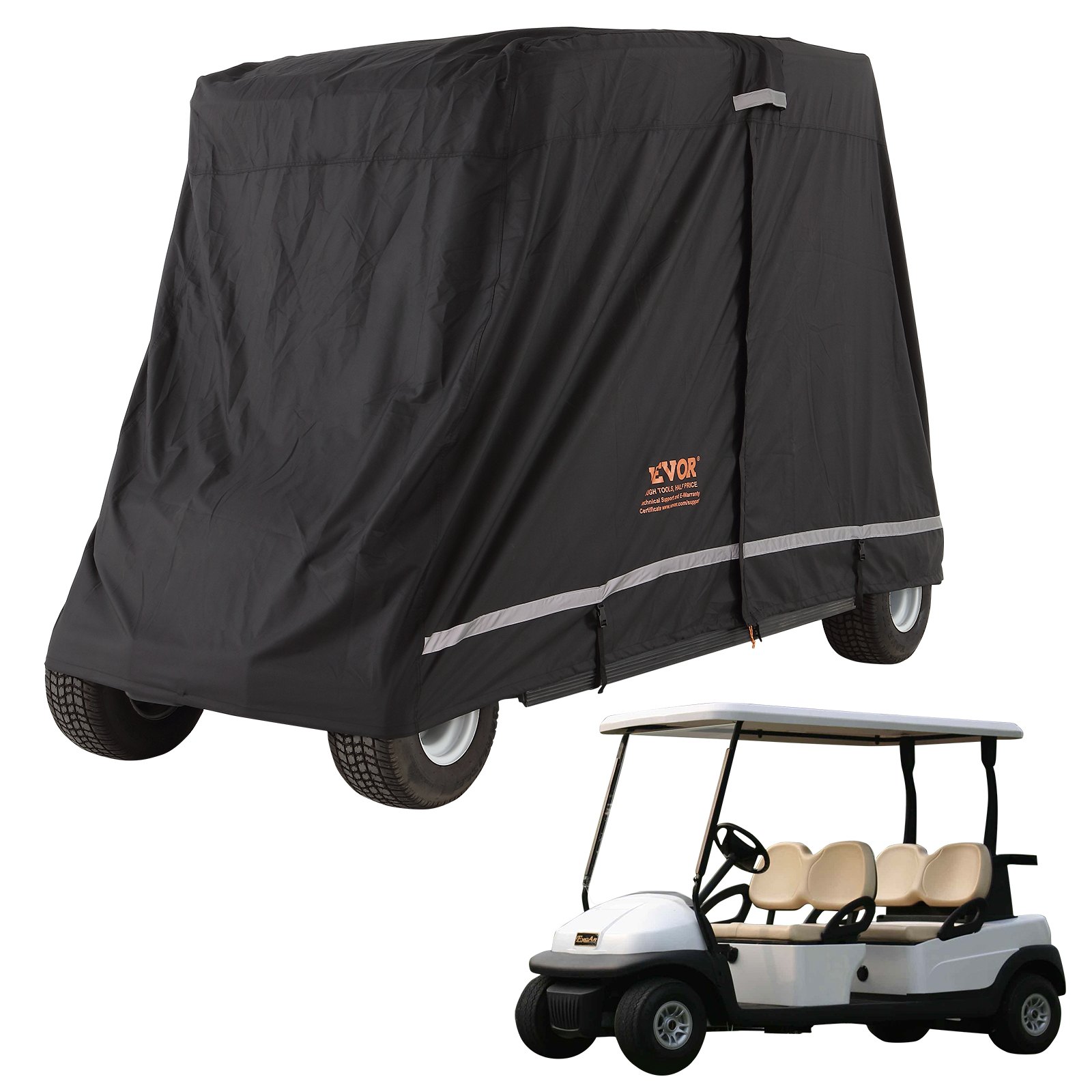 VEVOR 4 Passenger Golf Cart Cover, 600D Polyester Full Cover Manual