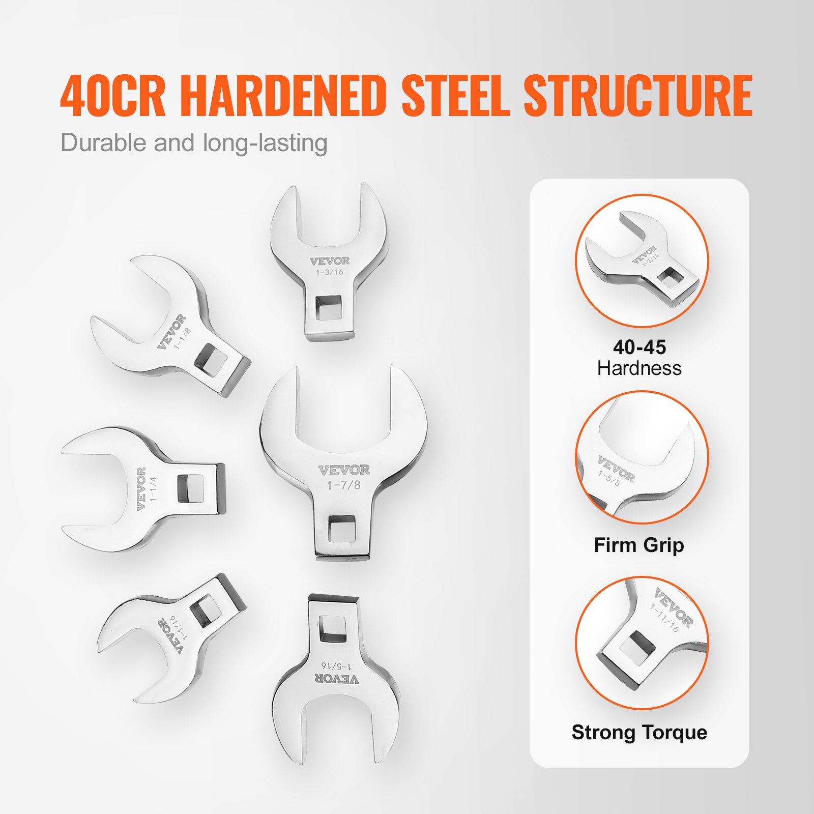 VEVOR Crowfoot Wrench Set, 1/2" Drive 14-Piece Manual - Image 3