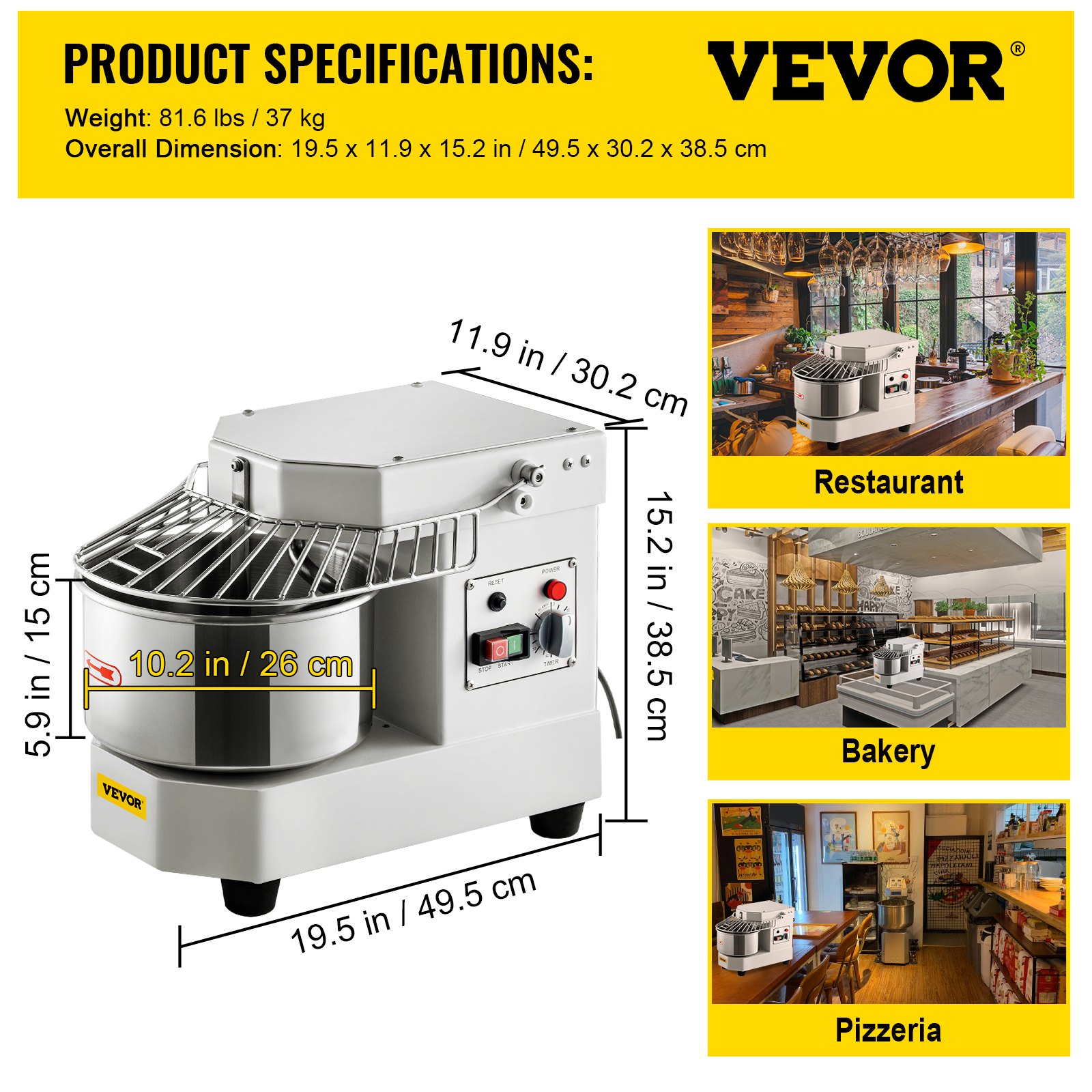 VEVOR Commercial Food Mixer, 8.5Qt Capacity, 450W Manual - Image 7