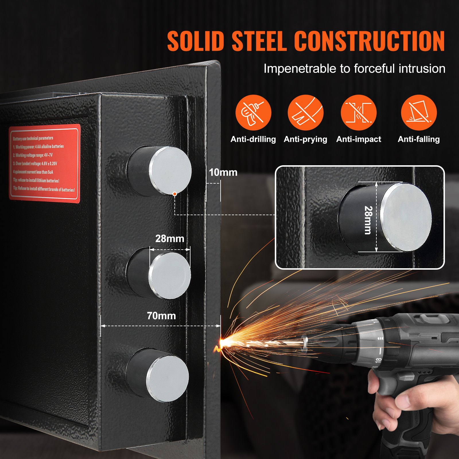 VEVOR 1.7 Cub Depository Safe, Deposit Safe with Drop Slot Manual - Image 3
