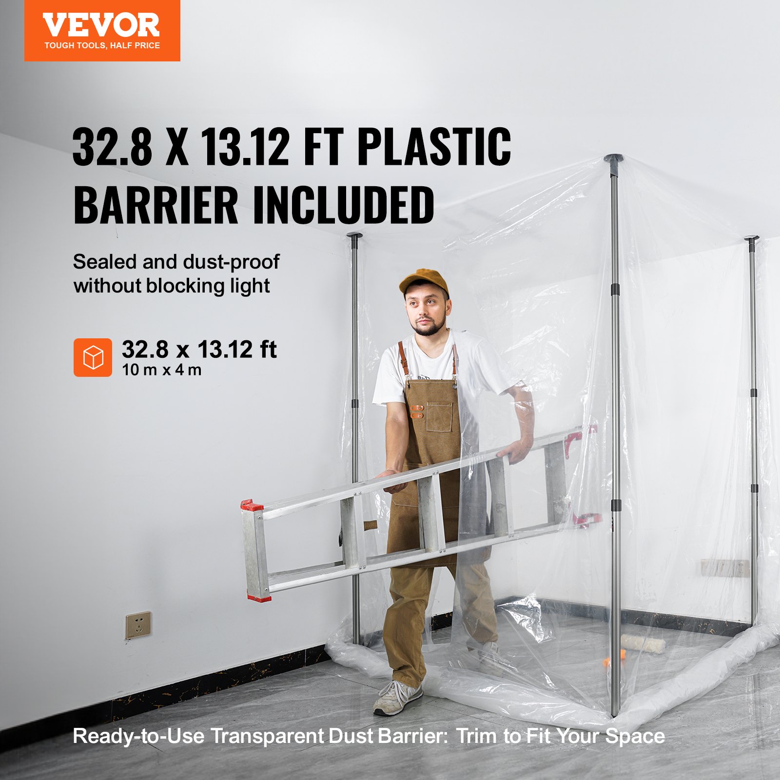 VEVOR Dust Barrier Poles 12 Ft with 4 Telescoping Poles Manual - Image 2