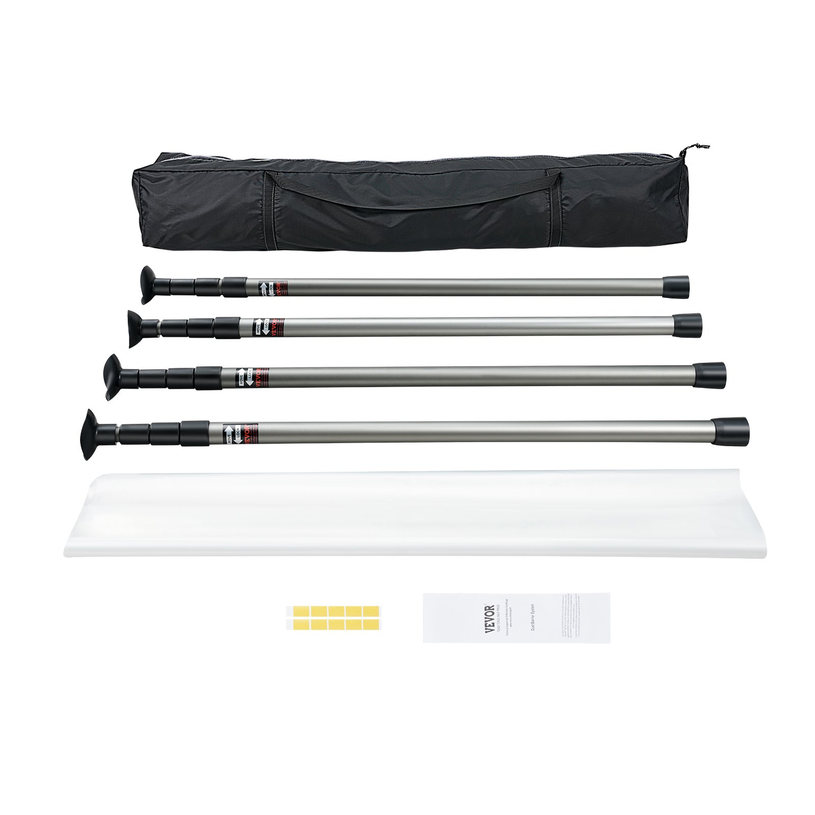 VEVOR Dust Barrier Poles 12 Ft with 4 Telescoping Poles Manual