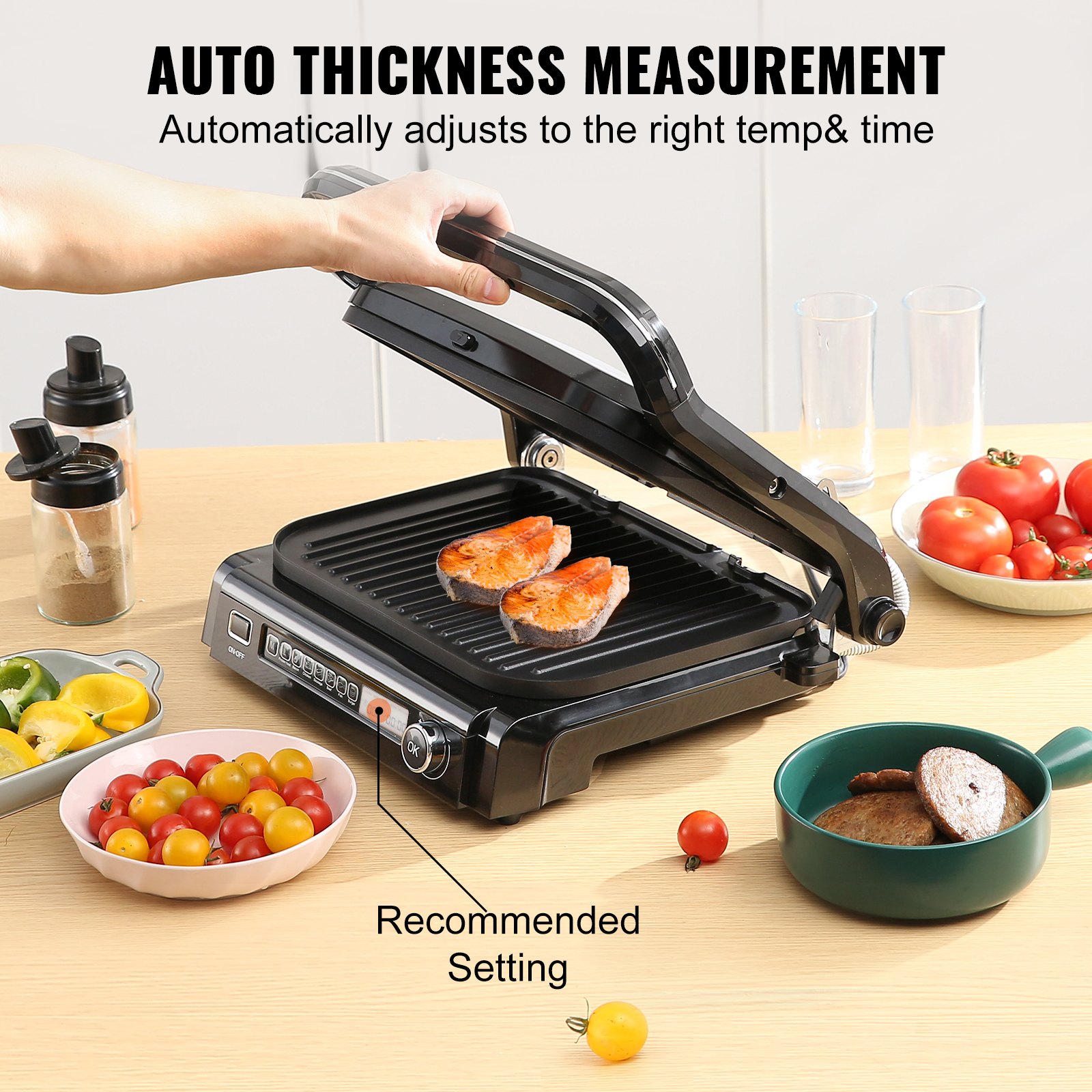 VEVOR 7 IN 1 Commercial Electric Griddle, 14.4" 1800W Manual - Image 3