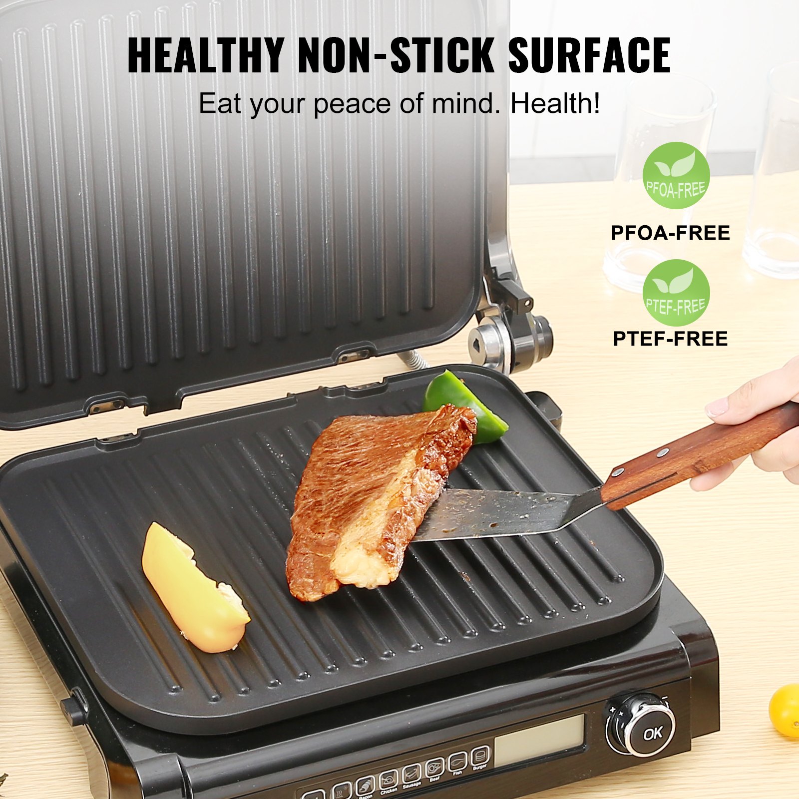 VEVOR 7 IN 1 Commercial Electric Griddle, 14.4" 1800W Manual - Image 6