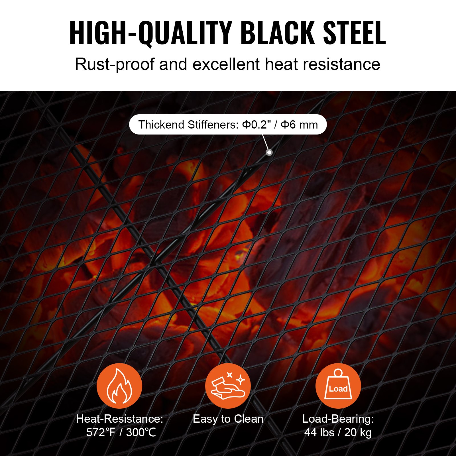 VEVOR X-Marks Fire Pit Grill Grate, Round Cooking Grate 30 Inch Black Manual - Image 3