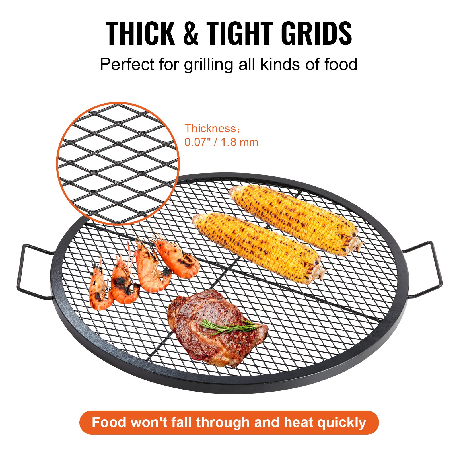 VEVOR X-Marks Fire Pit Grill Grate, Round Cooking Grate 30 Inch Black Manual - Image 4
