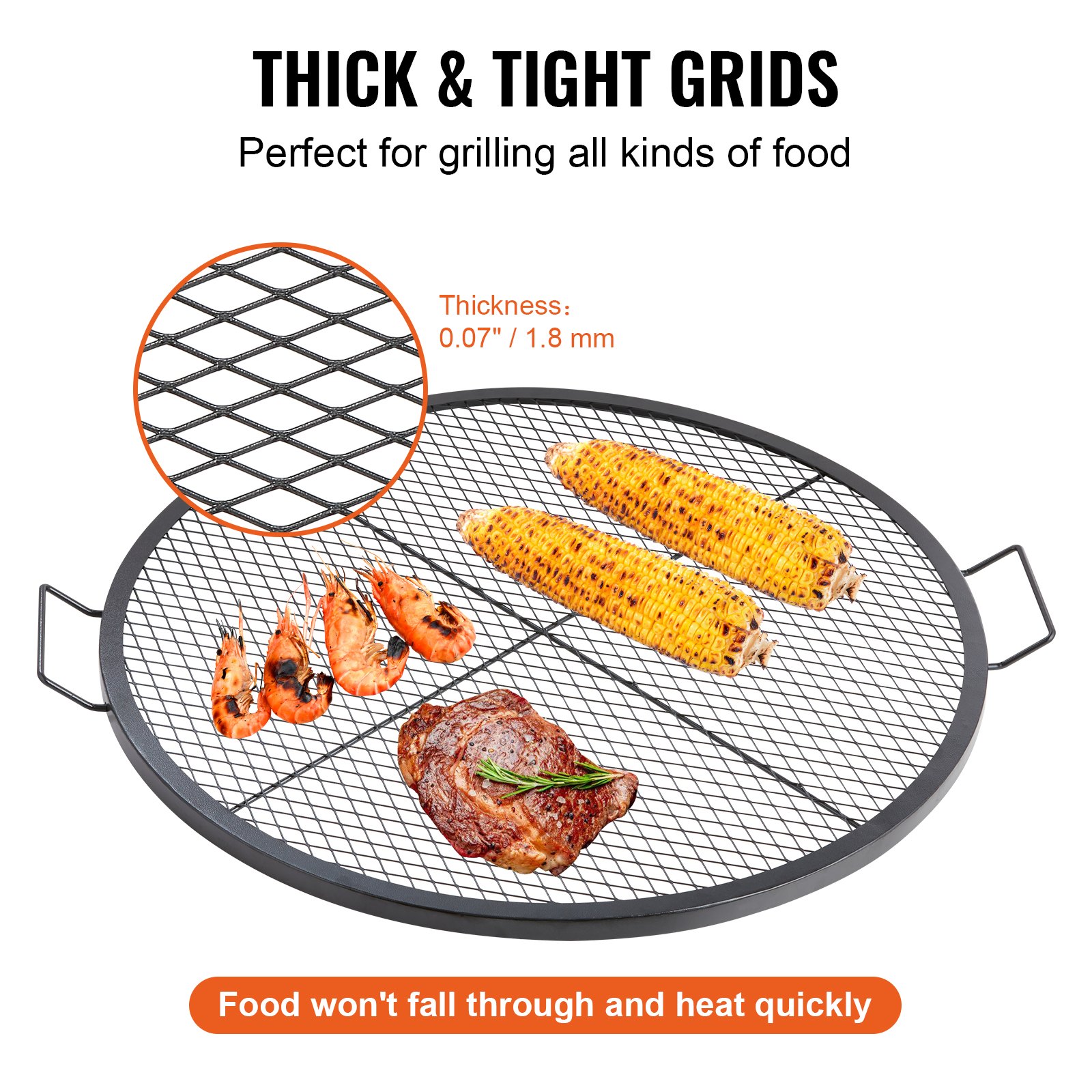 VEVOR X-Marks Fire Pit Grill Grate, Round Cooking Grate 36 Inch Black Manual - Image 4