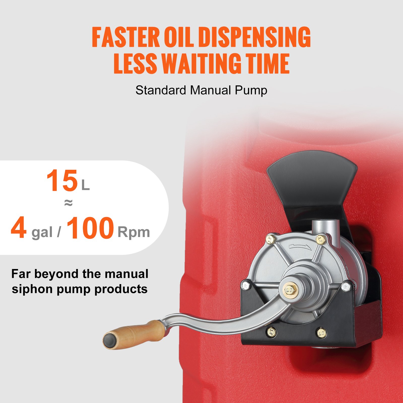 VEVOR 16 Gallon Fuel Caddy, 7.8 L/min Manual Portable Gas Storage Tank Container - Image 6