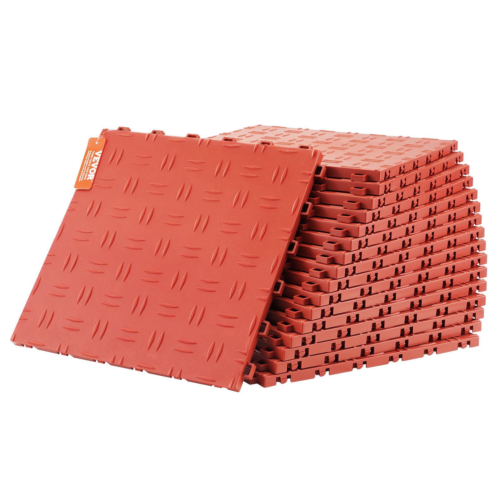 VEVOR Garage Tiles Interlocking, 12 x 12 x 0.53 inch 50 Pack Garage Floor Covering Tiles Red Manual