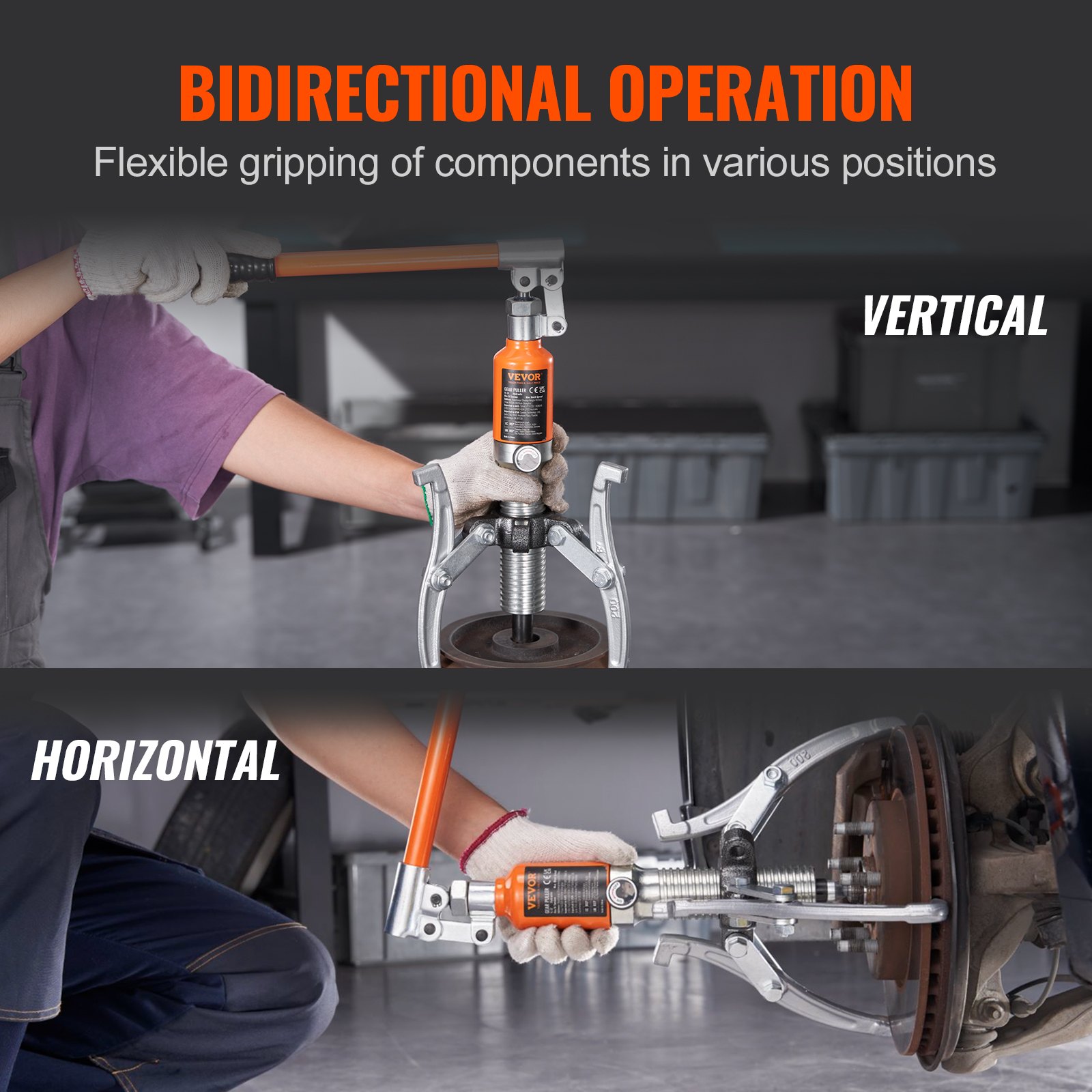 VEVOR Hydraulic Gear Puller, 5 Ton Max Capacity Wheel Bearing Pulling Separator Manual - Image 5