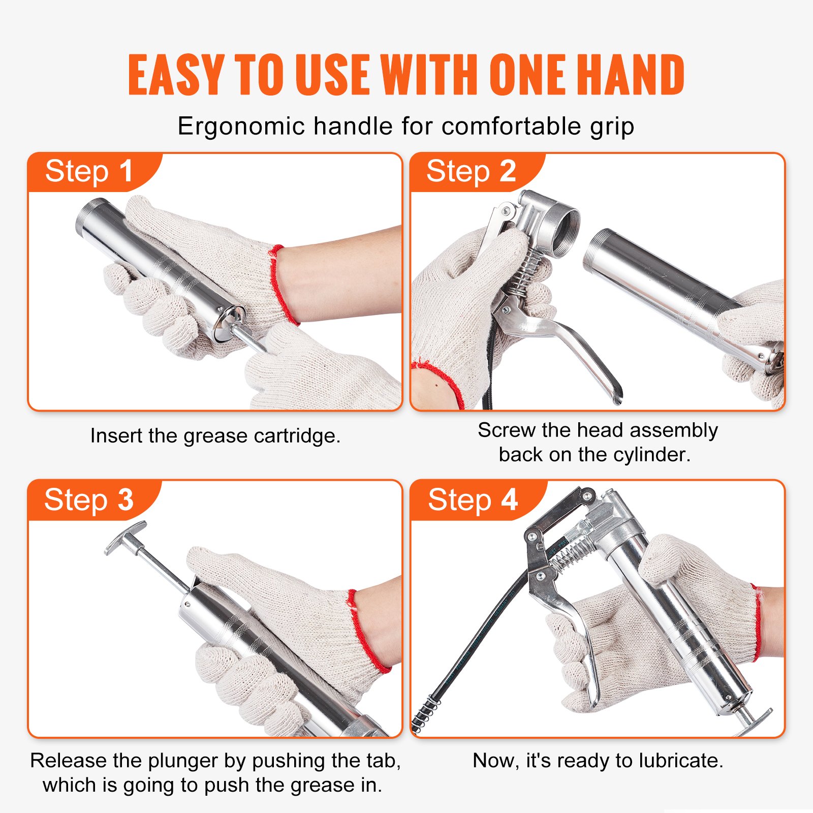 VEVOR Pistol Grip Grease Gun, 3500 PSI, 4 OZ / 120 CC Capacity Manual - Image 5