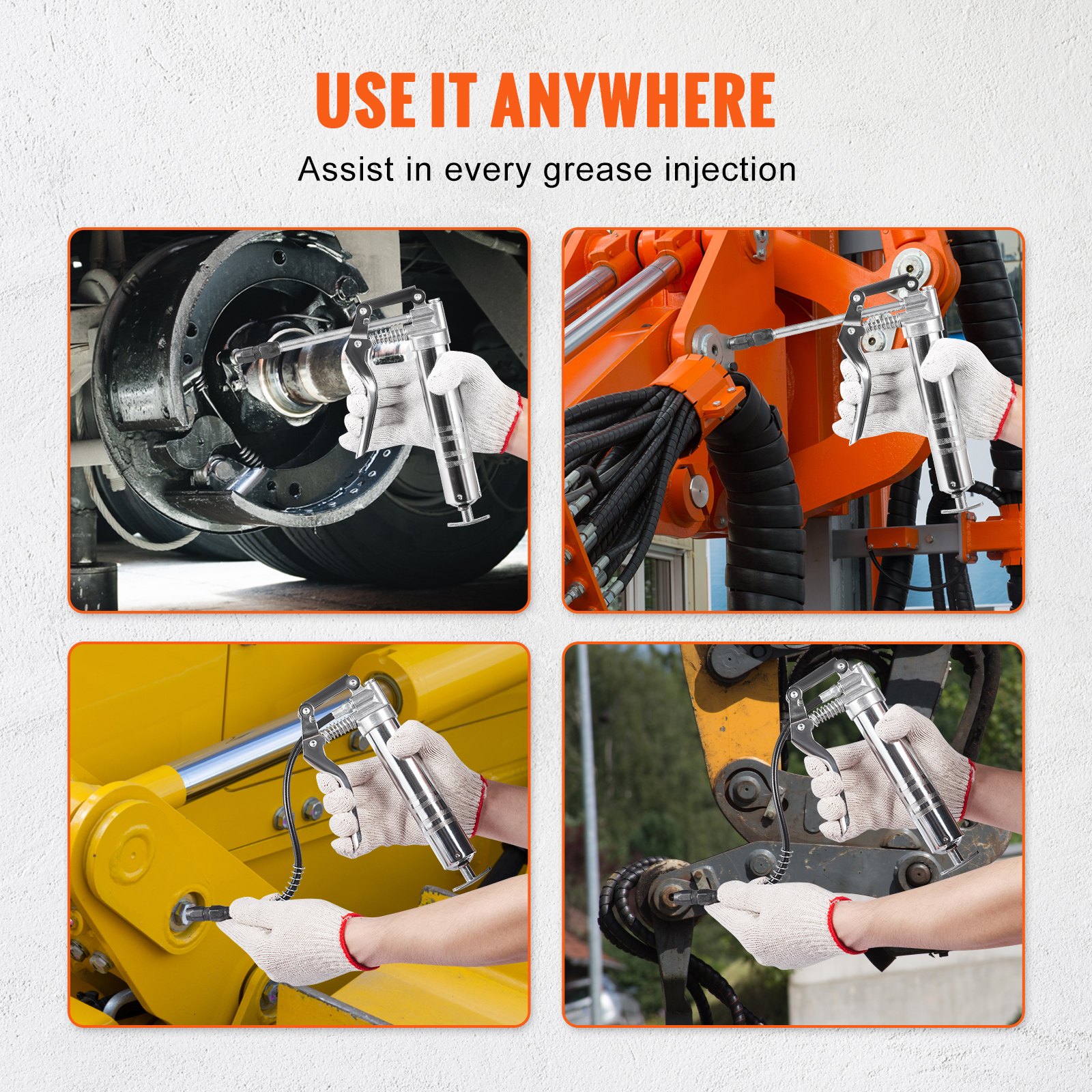 VEVOR Pistol Grip Grease Gun, 3500 PSI, 4 OZ / 120 CC Capacity Manual - Image 6