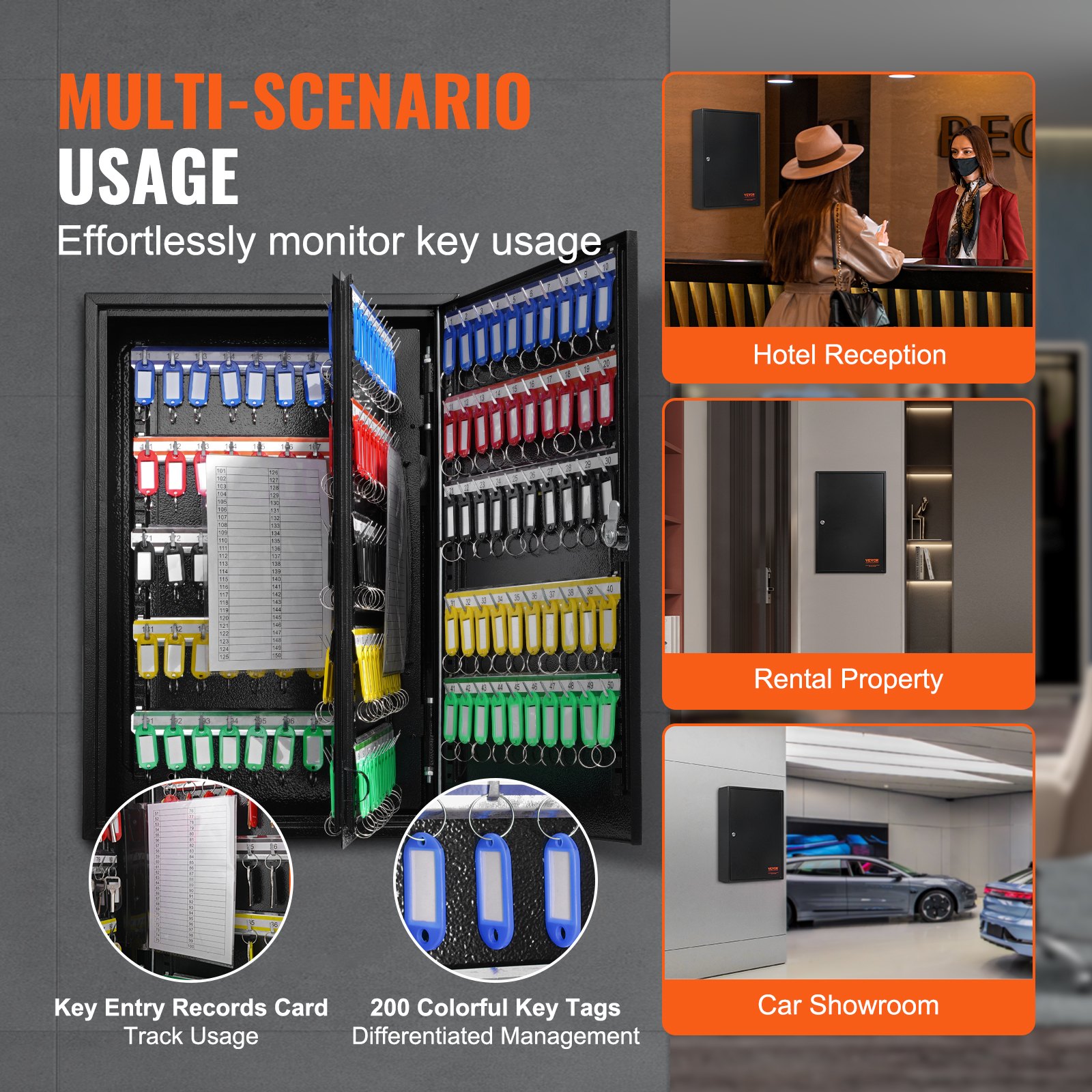 VEVOR 200-Key Cabinet, Key Lock Box with Adjustable Racks Manual - Image 5