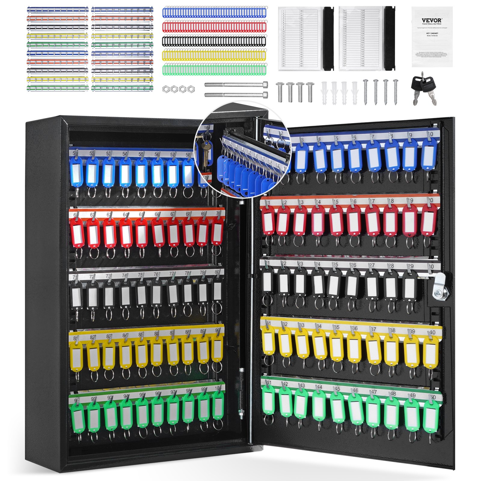 VEVOR 200-Key Cabinet, Key Lock Box with Adjustable Racks Manual