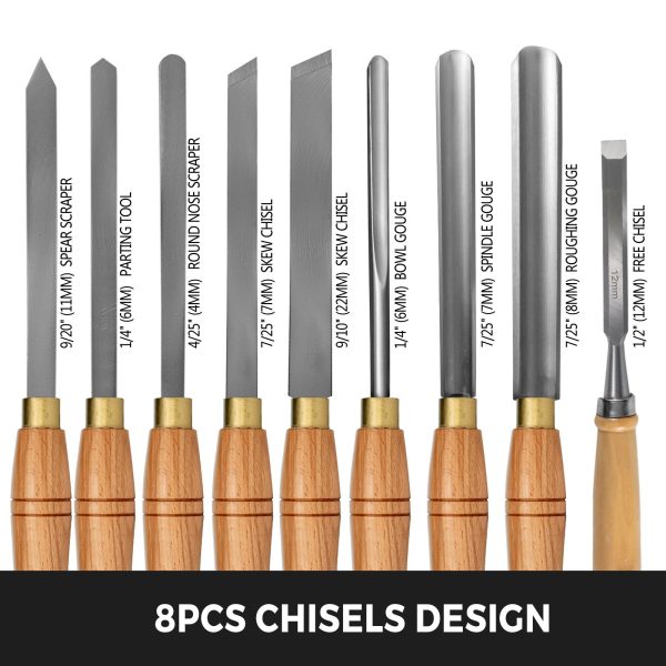 VEVOR Woodworking 8 Pcs Lathe Chisel Manual