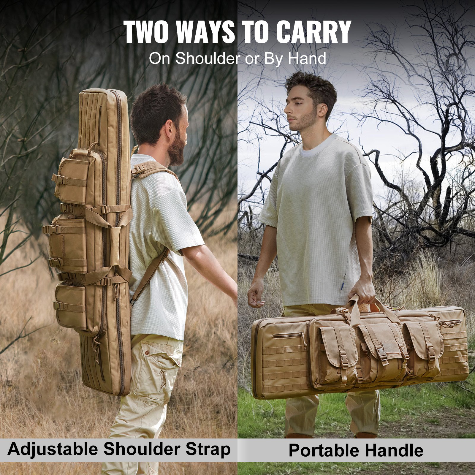 VEVOR Tactical Range Bag, 42 tommer Tactical Double Skydevåbentaske Manual - Billede 5