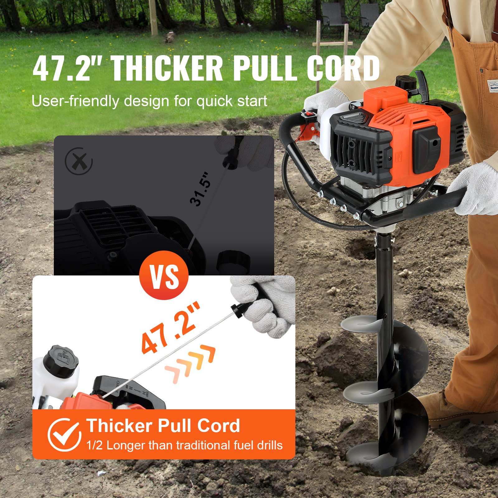 VEVOR Auger Post Hole Digger Manual, 43cc 1250W