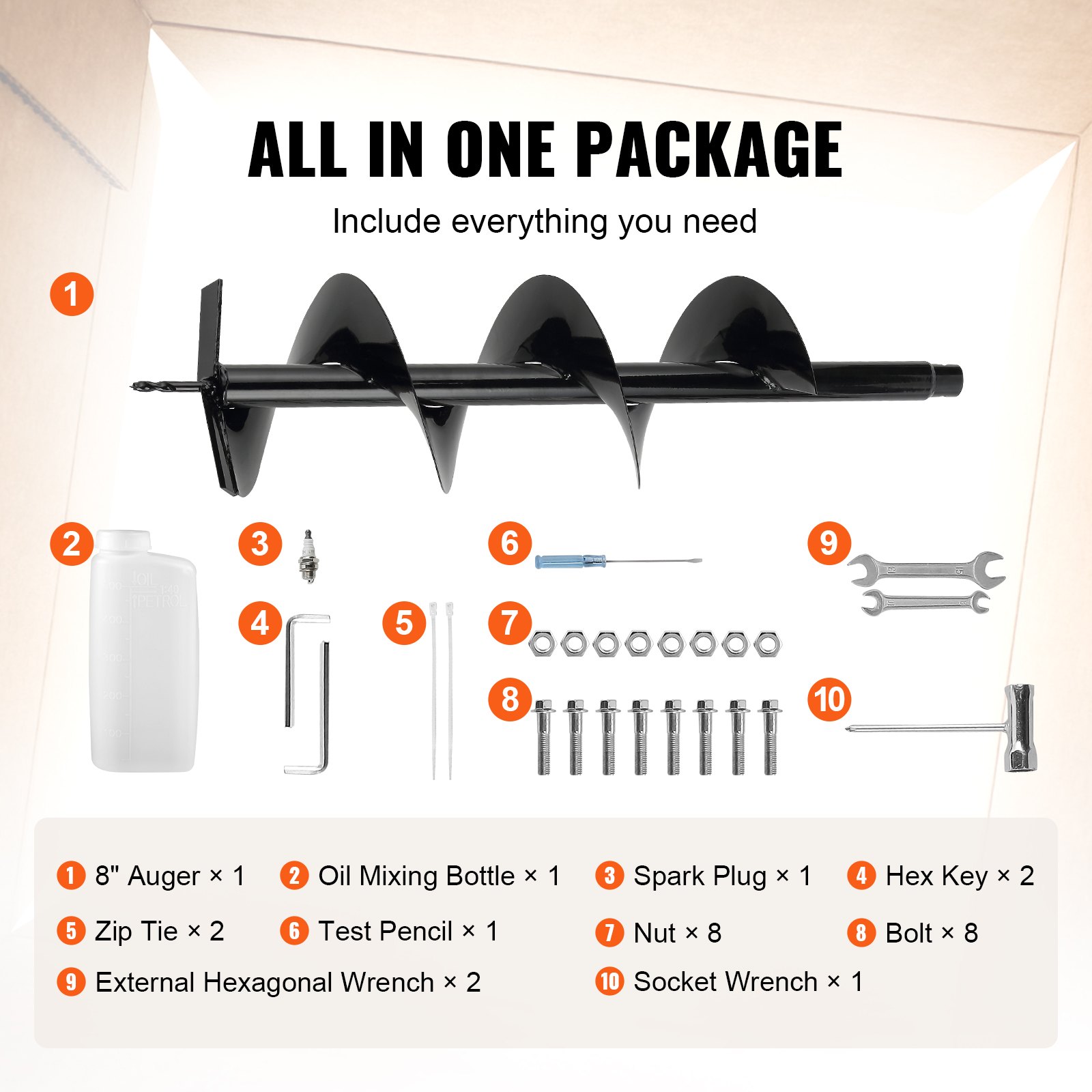 VEVOR Post Hole Digger, 43cc 1250W Auger Post Hole digger Manual - Image 6