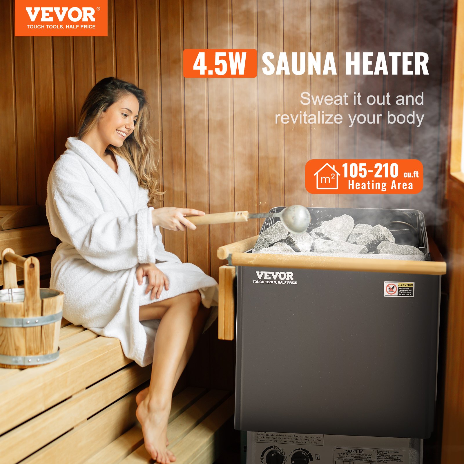 VEVOR Sauna Heater, 4.5KW 220V Electric Sauna Stove Manual - Image 2