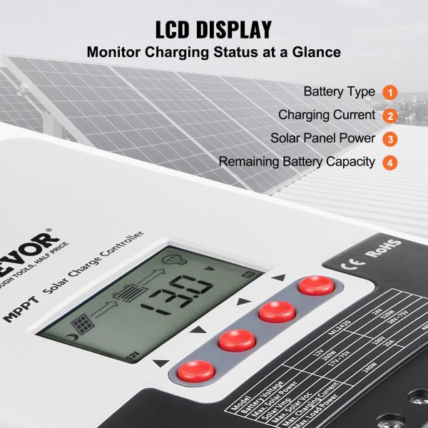 Contrôleur De Charge Solaire 20A – Générique – Neuf – Pour Panneaux Photovoltaïques