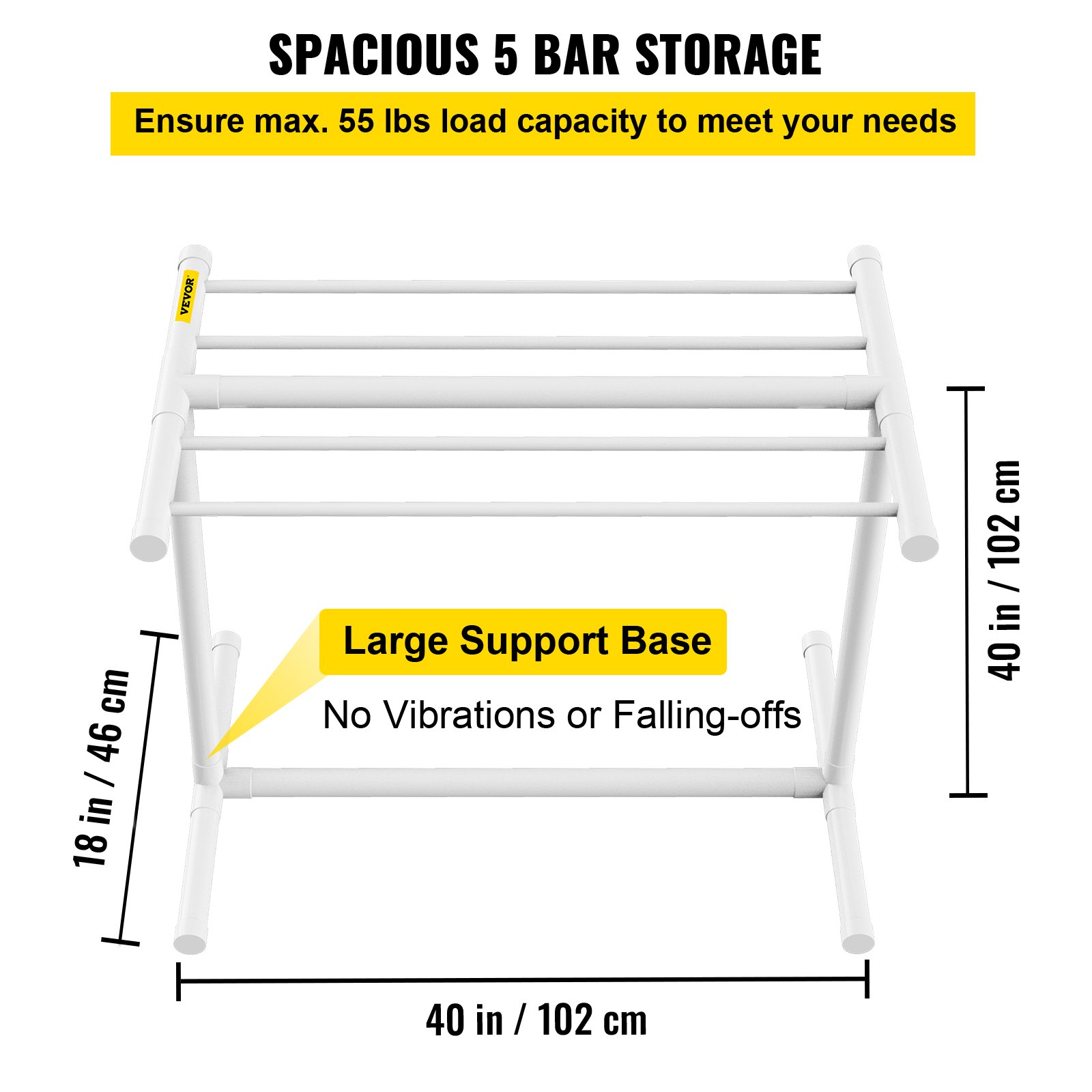 VEVOR Pool Towel Rack, 5 Bar, White Manual - Image 3