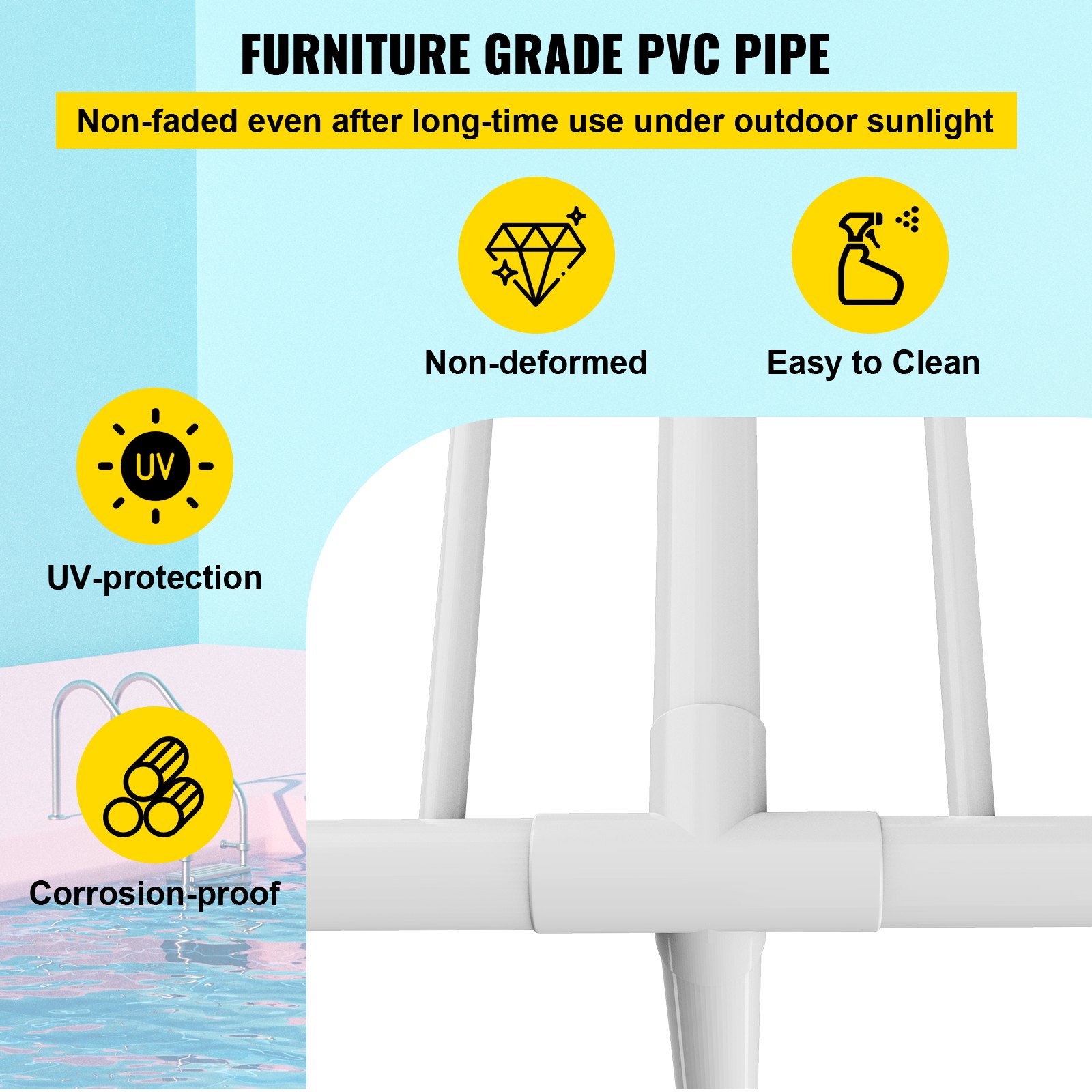 VEVOR Pool Towel Rack, 5 Bar, White Manual - Image 4