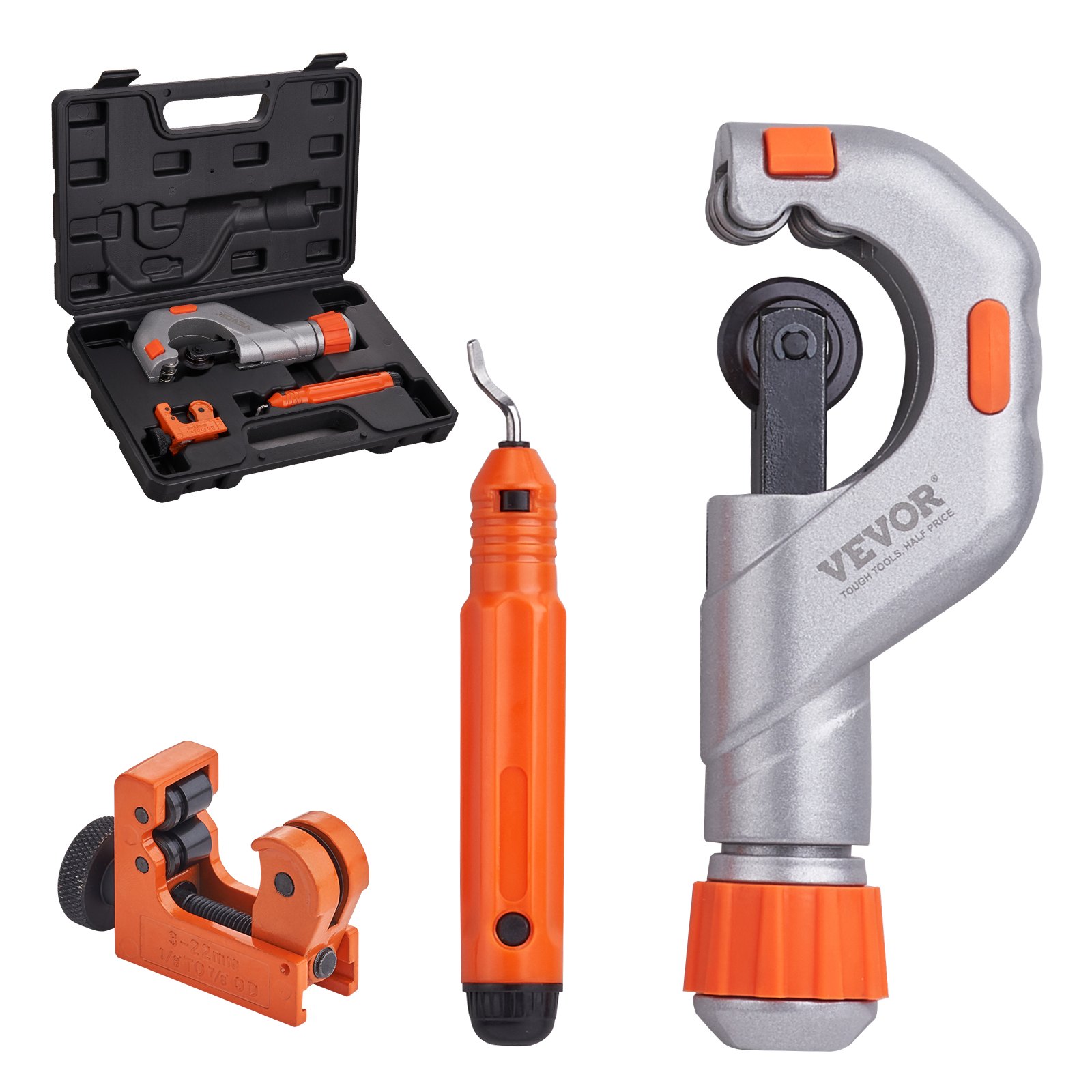 VEVOR 3PCS Tubing Cutter Set - Heavy Duty Pipe Cutter 3/16"-2"OD, Mini Tube Cutter 1/8"-7/8" Manual