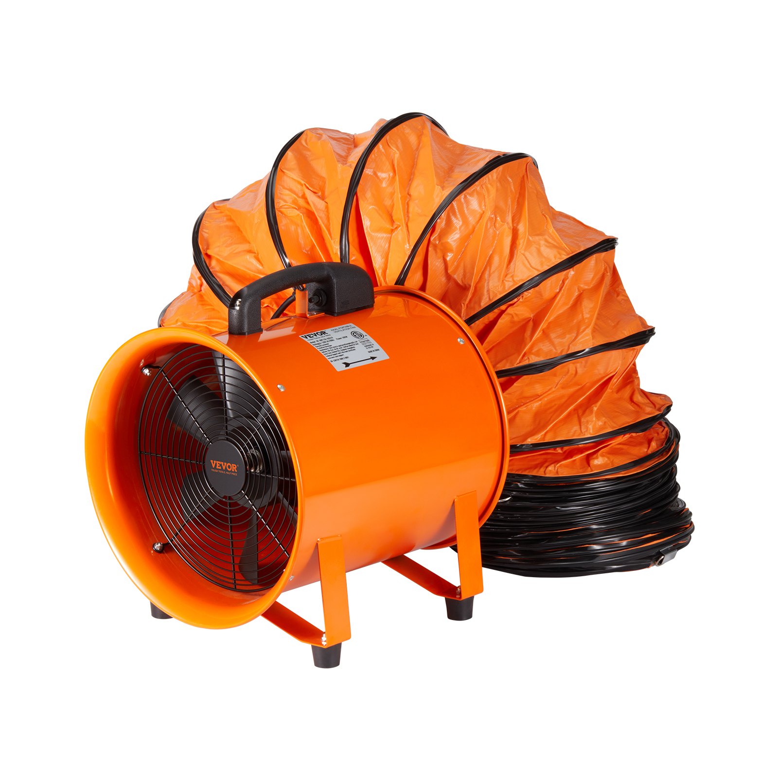 VEVOR Portable Ventilator, 8 inch Heavy Duty Cylinder Fan with 33ft Duct Hose Manual