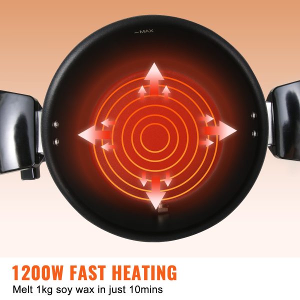 VEVOR 5 Liter Wax Melter for Candle Making, Large Electric Wax Melting Pot Easy Pour Spout, 4-level Temperature Control, Easy Clean for Candle Soap Cream Beauty Bulk Production Business or Home